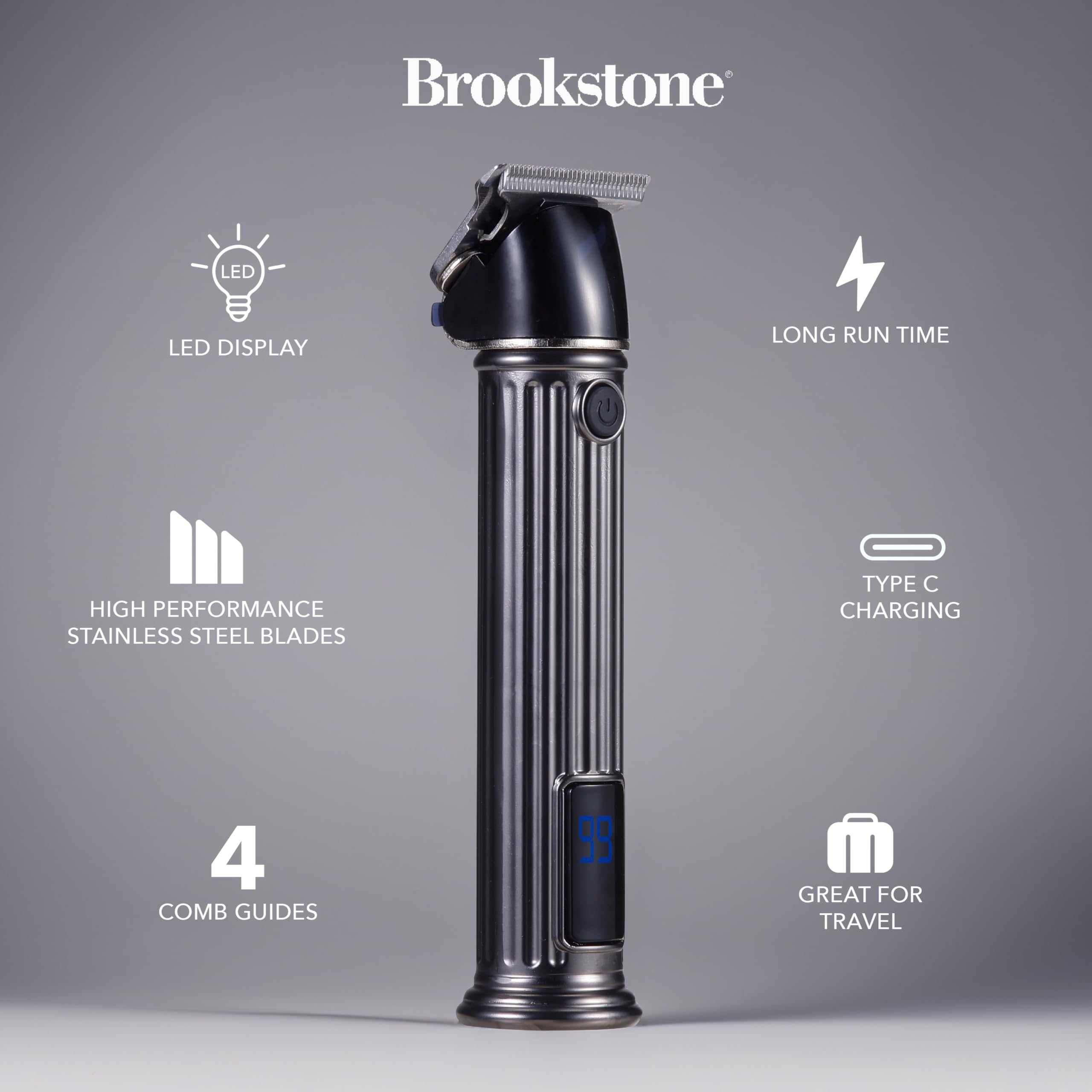 brookstone-rechargeable-hair-clipper-kit-cordless-professional-trimmer-set-with- image 2
