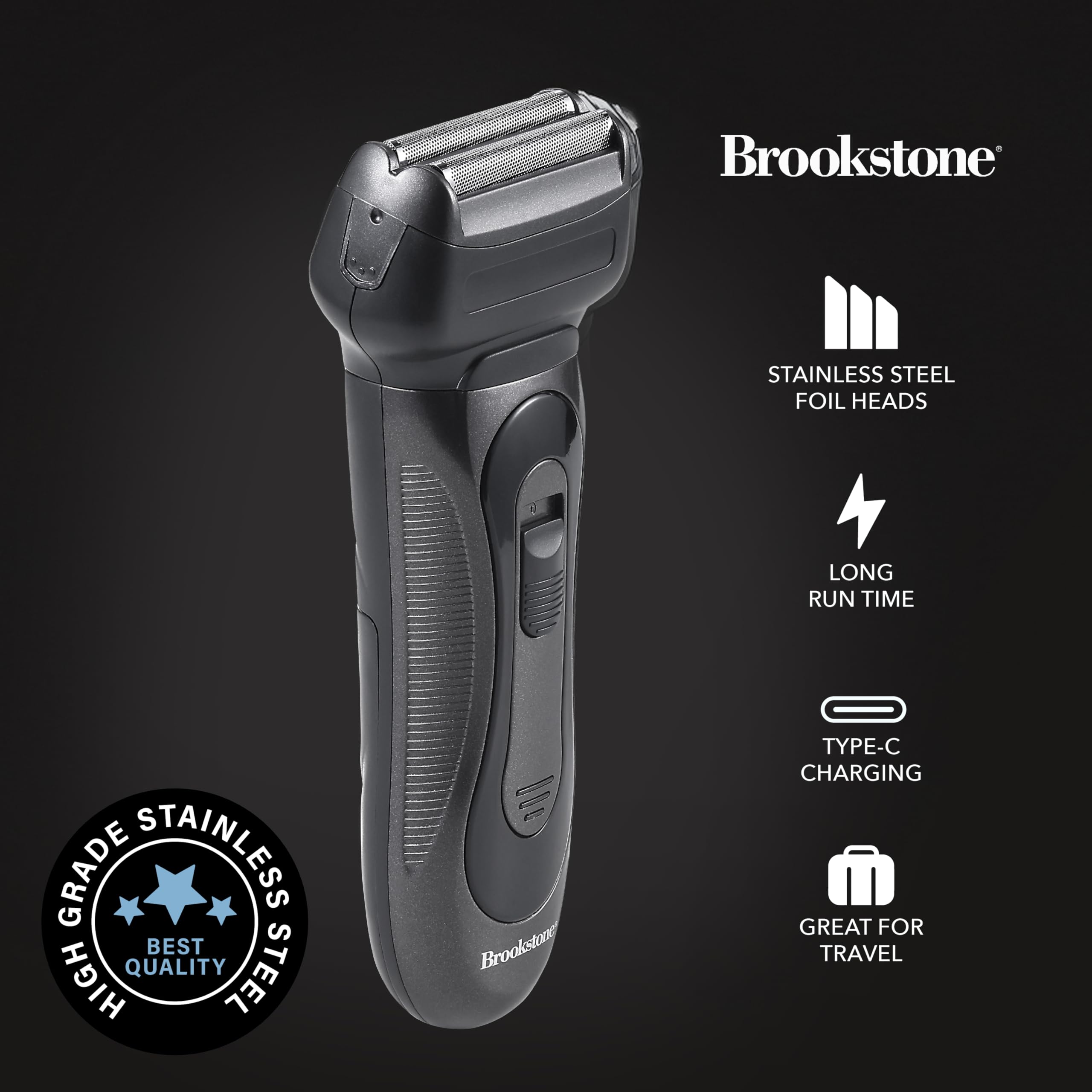 brookstone-electric-razor-for-men-dual-head-foil-shaver-precision-blades-cordles image 2