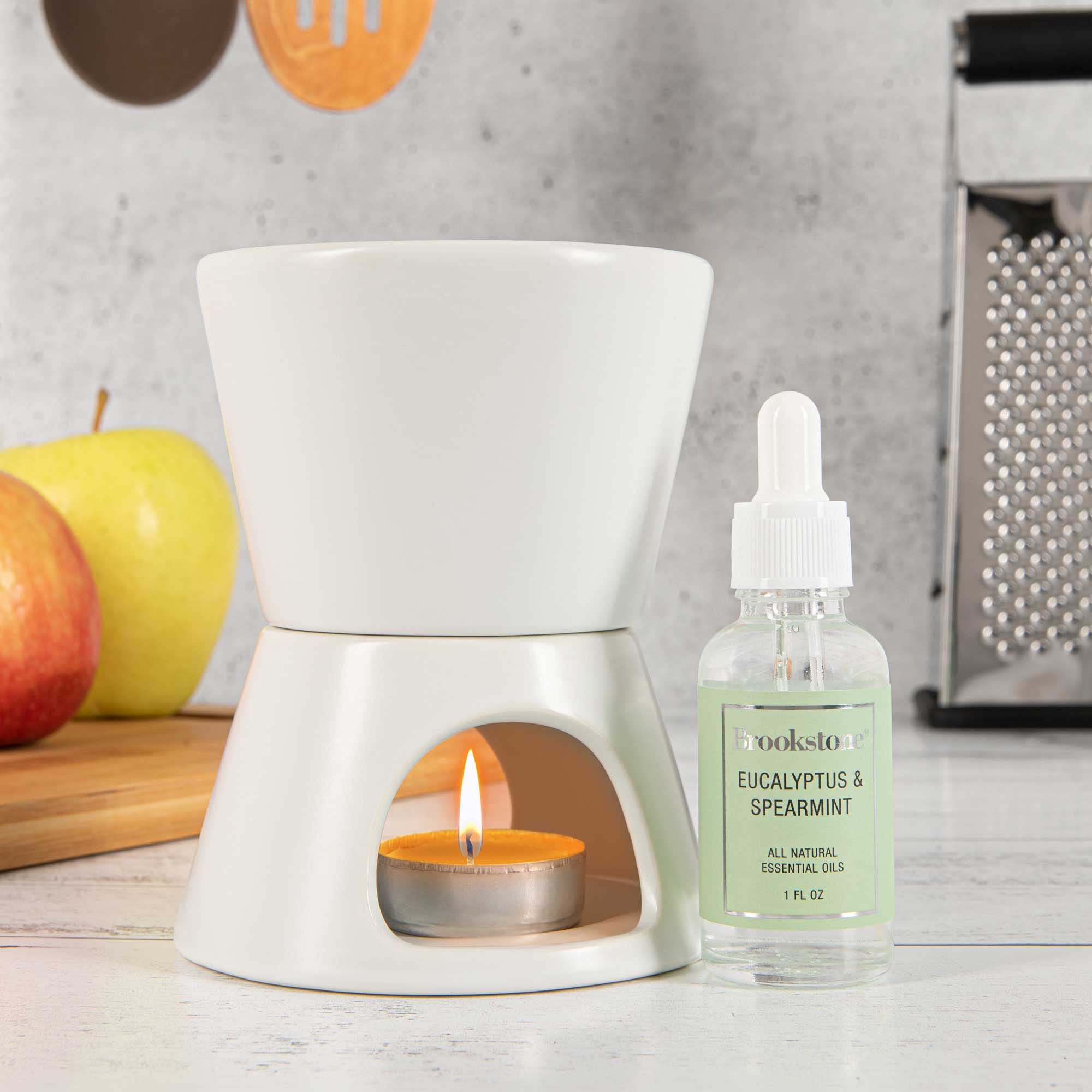 brookstone-2-in-1-tea-light-ceramic-diffuser-and-wax-warmer-eucalyptus-spearmint image 6