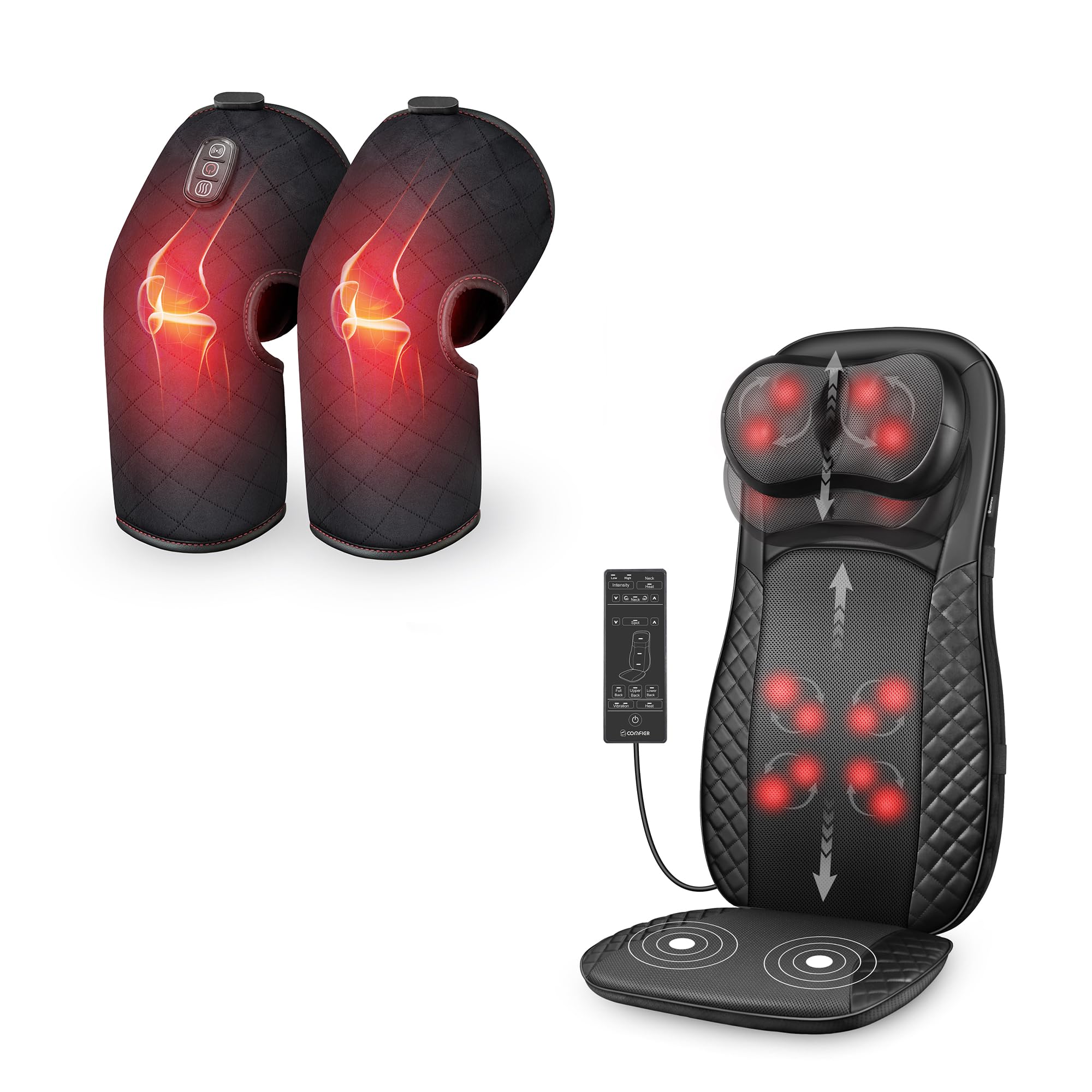 comfier-shiatsu-neck-back-massager-with-knee-massager-bundle-adjustable-nodes-he image 1