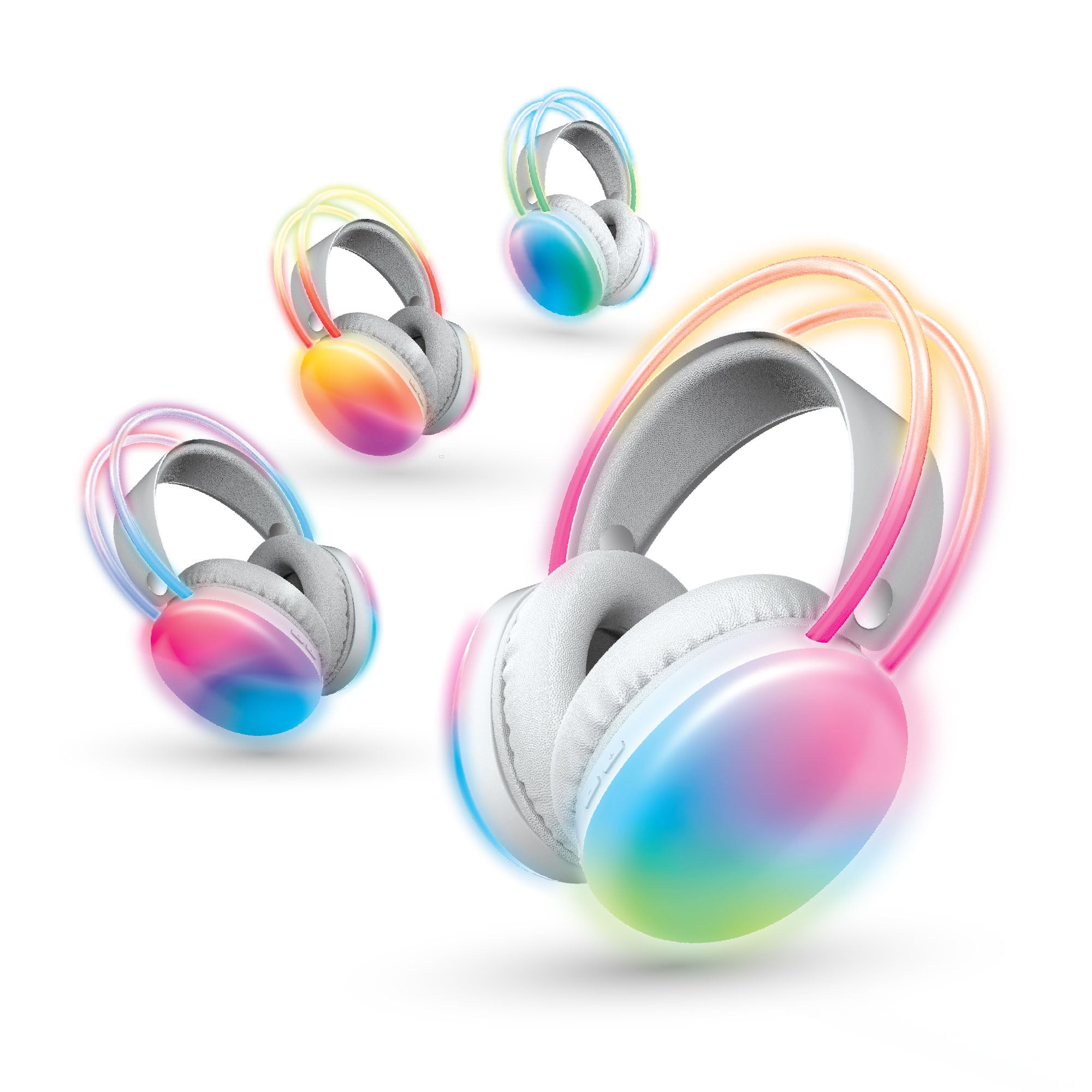 brookstone-wireless-silent-disco-headphones-with-multicolor-led-lights-bluetooth image 1