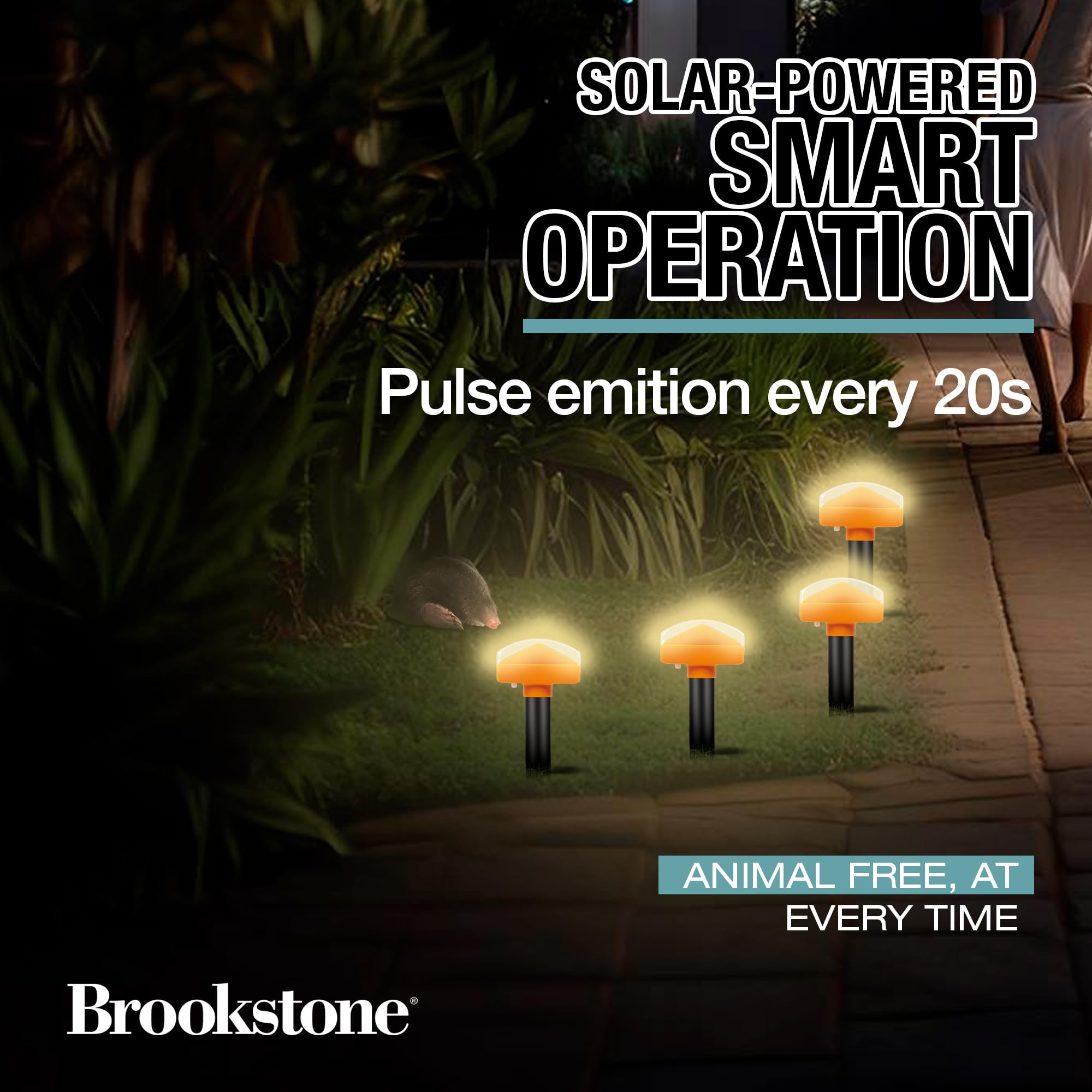 brookstone-solar-powered-mole-repeller-pathway-light-dual-purpose-sonic-deterren image 4