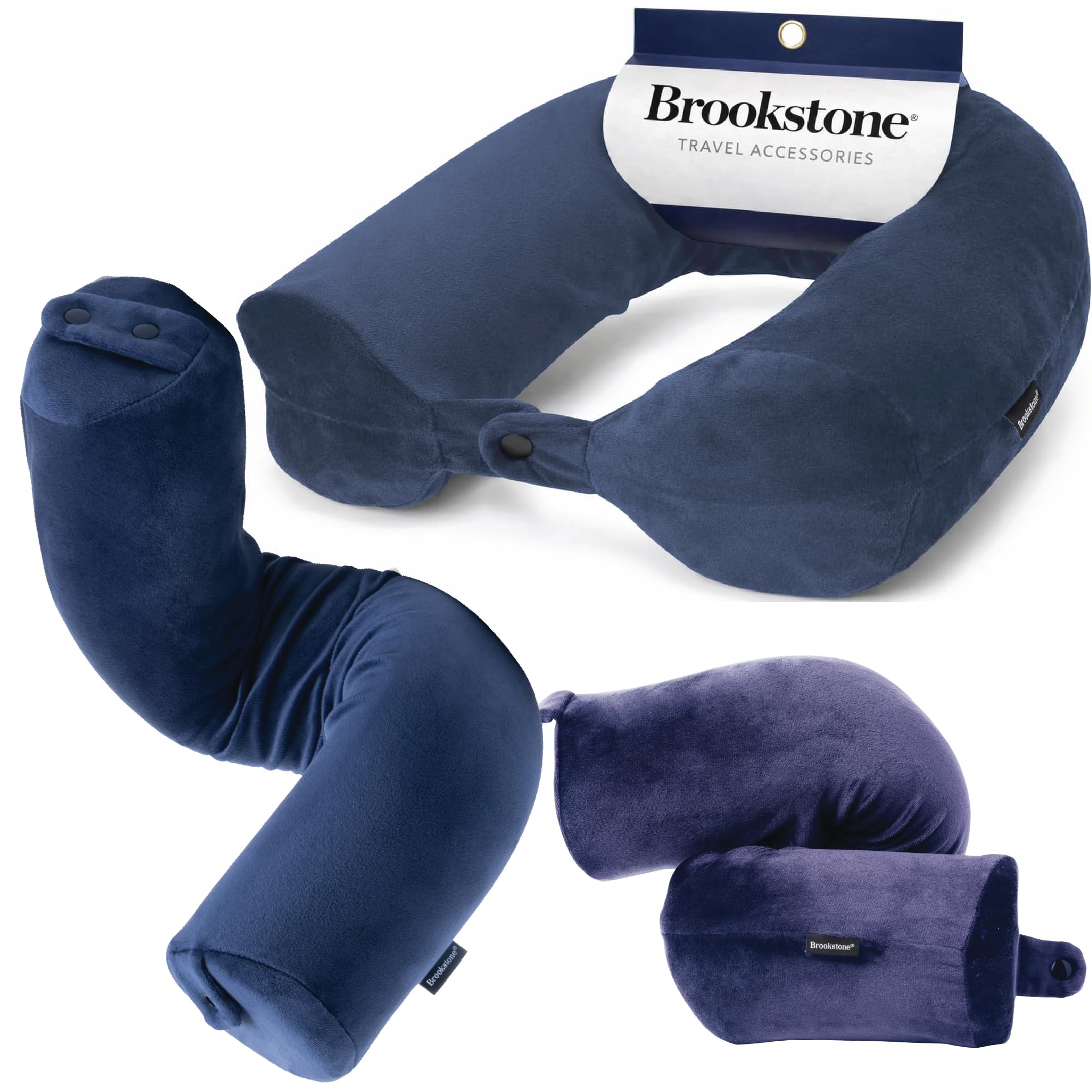brookstone-free-form-travel-pillow-flexible-memory-foam-neck-pillow-with-adjusta image 1