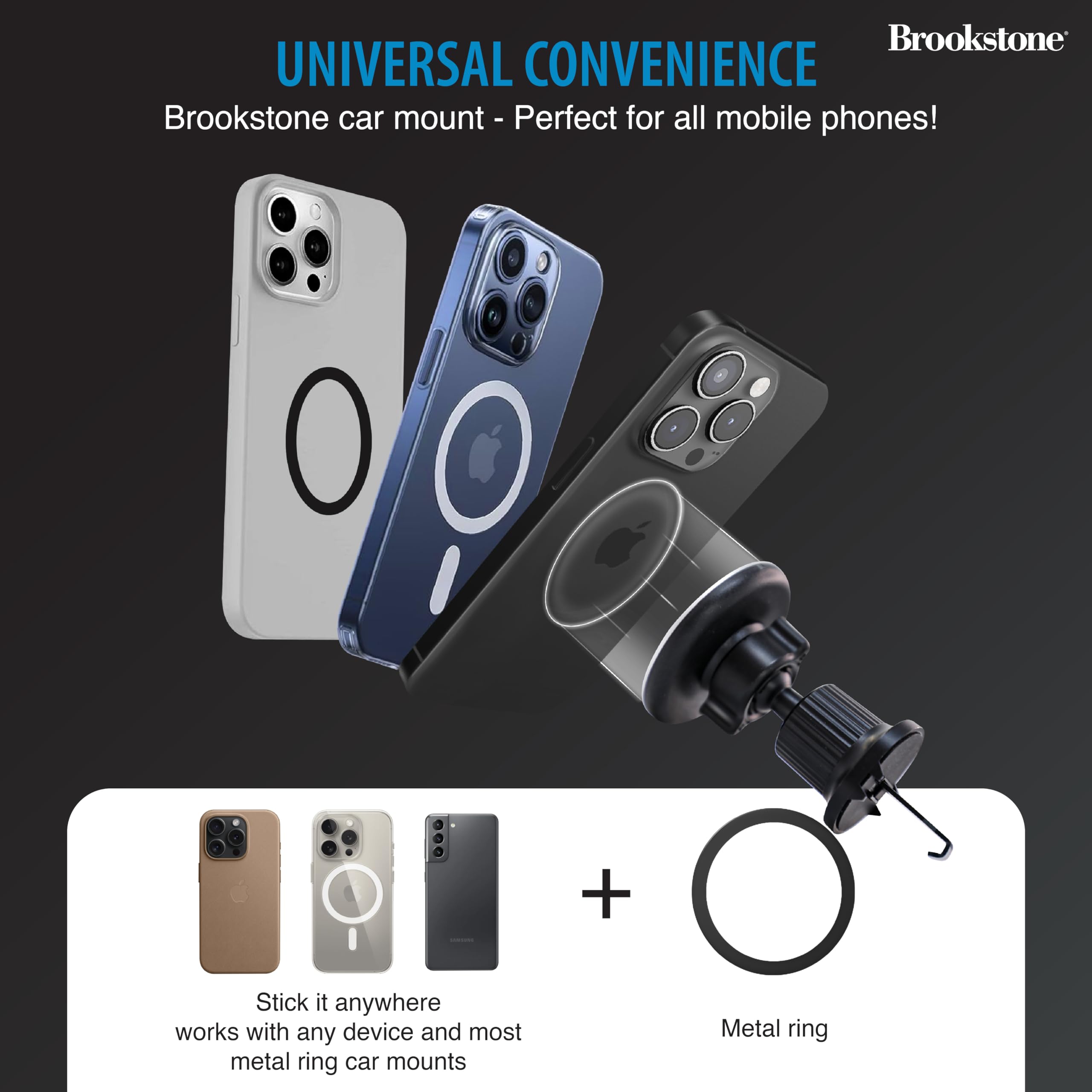 brookstone-magnetic-car-phone-holder-mount-universal-dashboard-windshield-mount- image 6