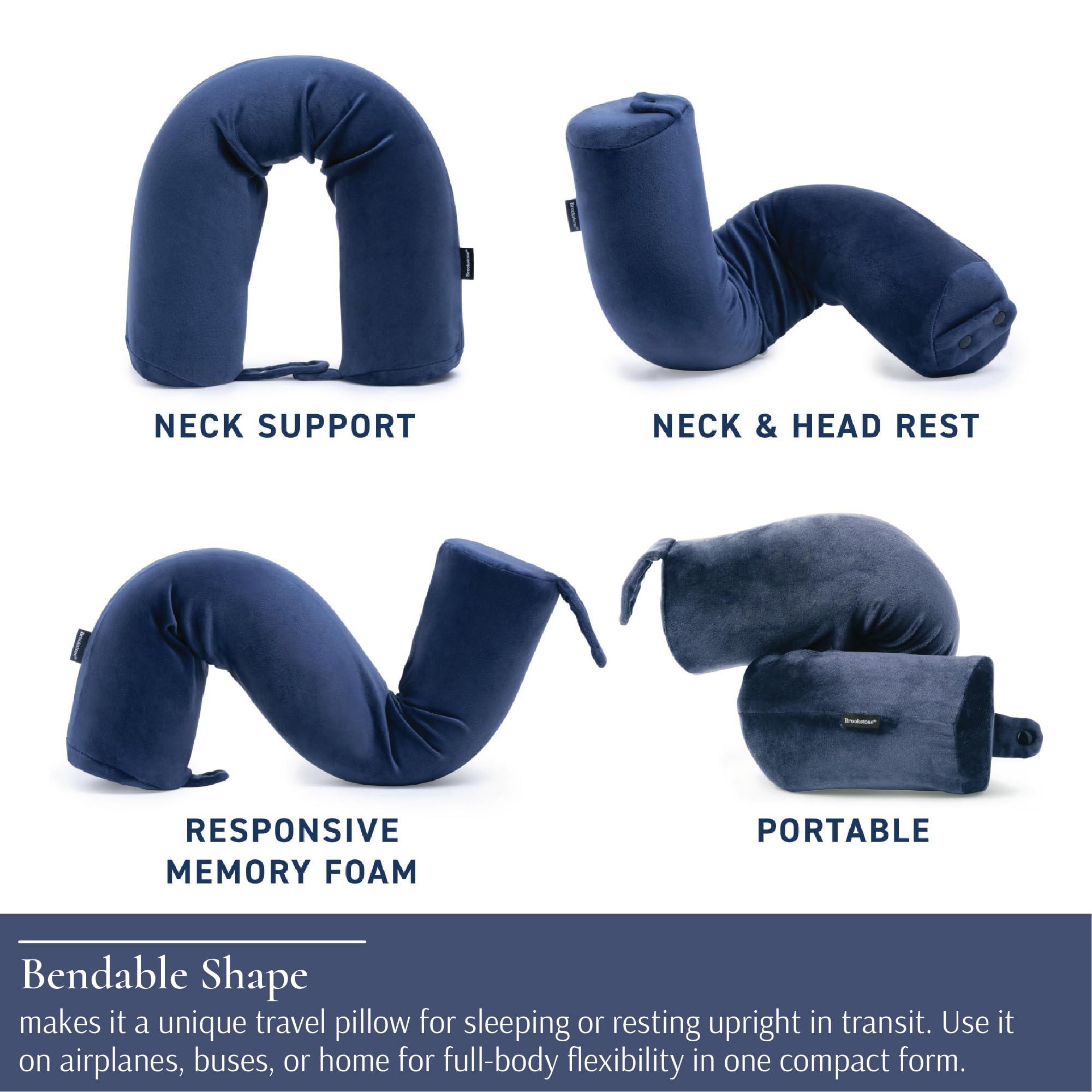 brookstone-free-form-travel-pillow-flexible-memory-foam-neck-pillow-with-adjusta image 5