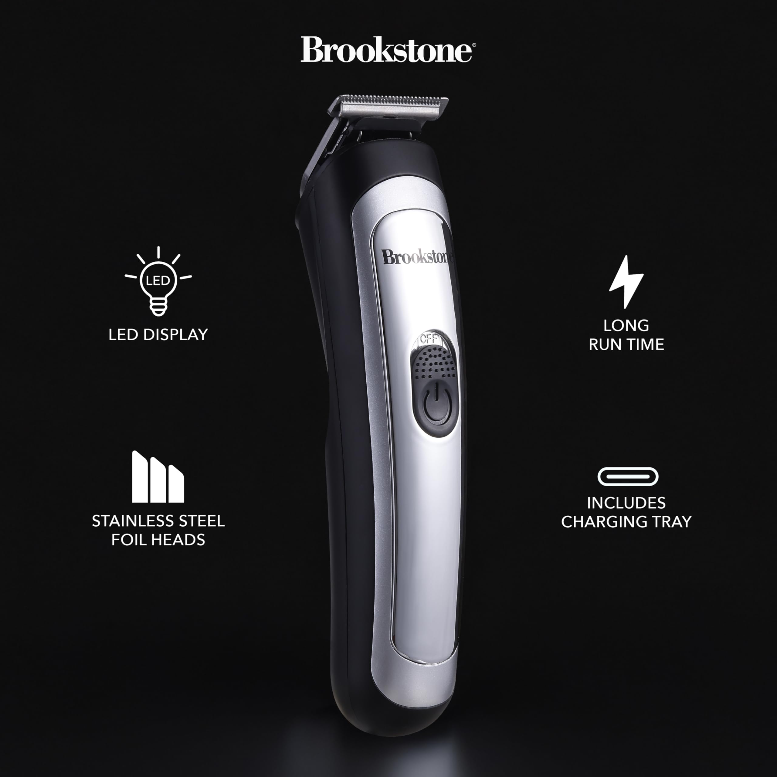 brookstone-hair-beard-trimmer-kit-14-piece-precision-grooming-set-for-hair-beard image 2