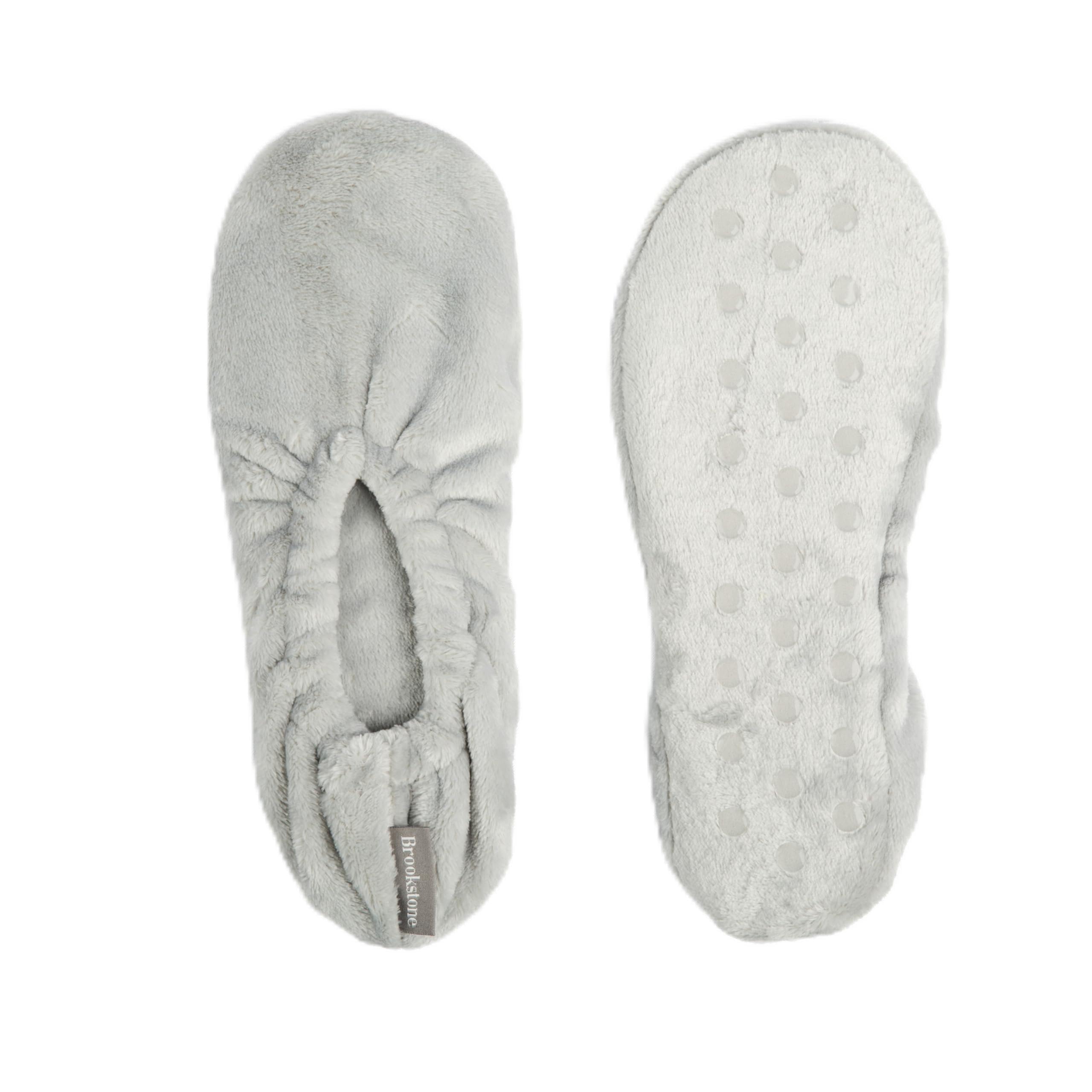 brookstone-plush-footies-memory-foam-slippers-with-ultra-soft-sherpa-non-skid-so image 4