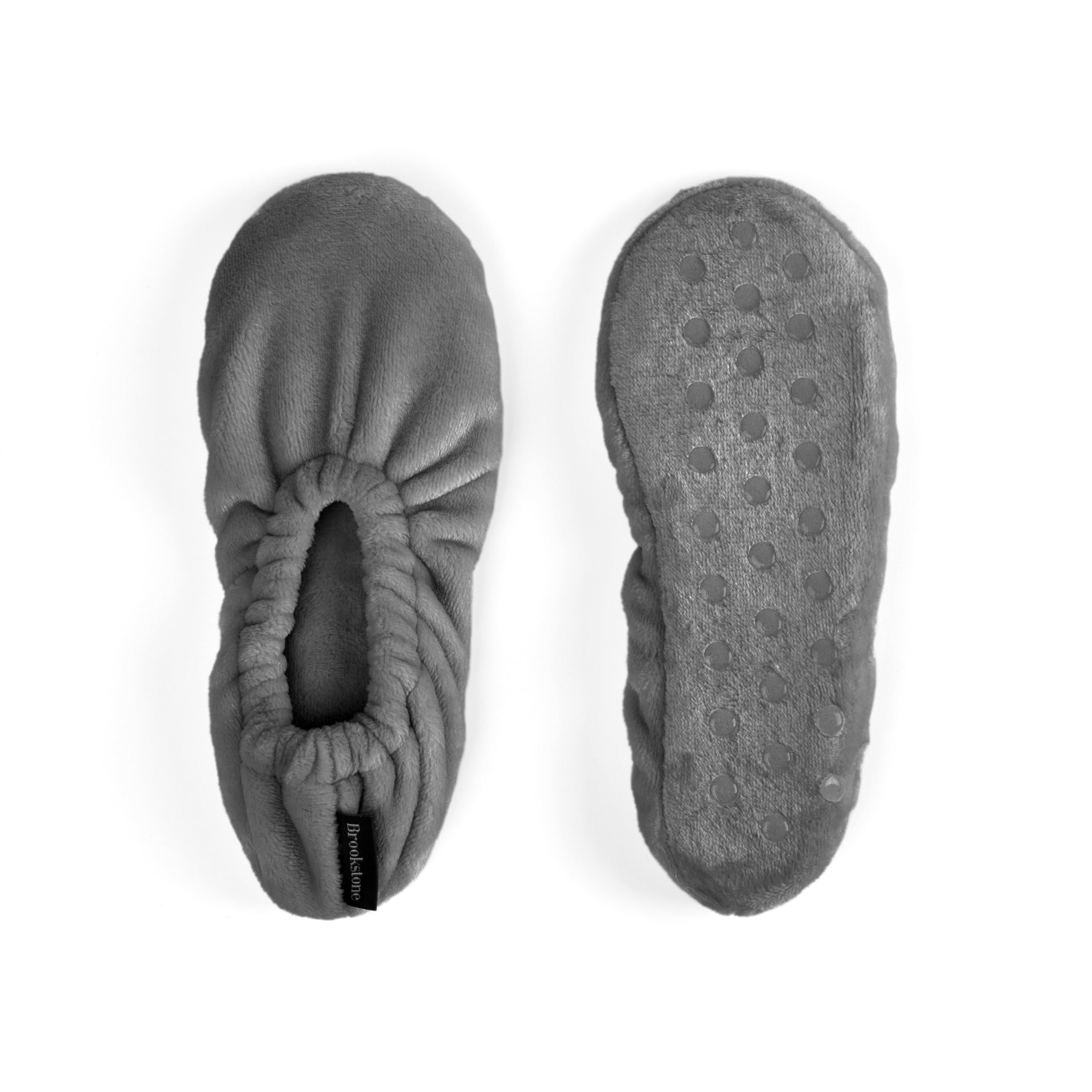 brookstone-plush-footies-memory-foam-slippers-with-ultra-soft-sherpa-non-skid-so image 6