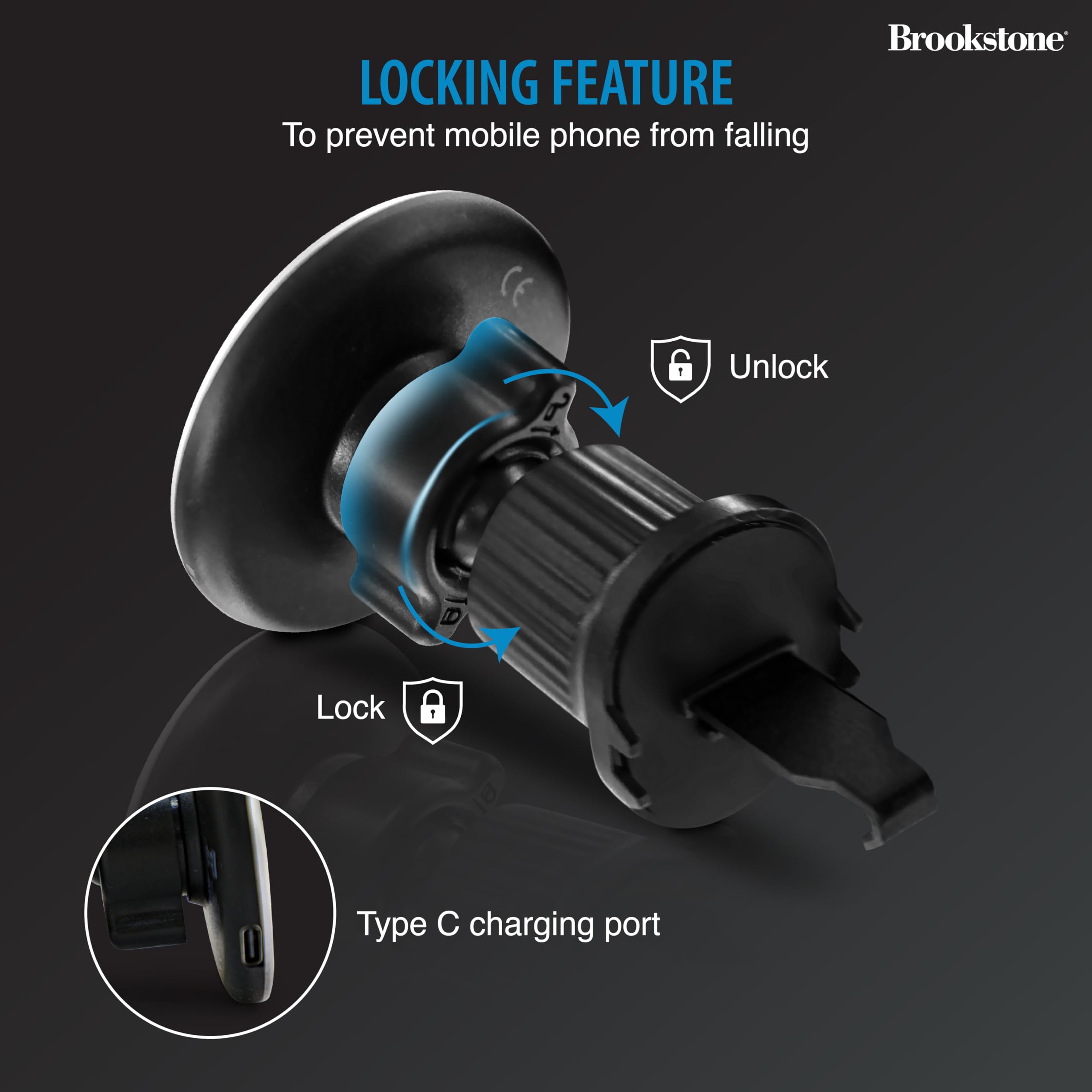 brookstone-magnetic-car-phone-holder-mount-universal-dashboard-windshield-mount- image 2