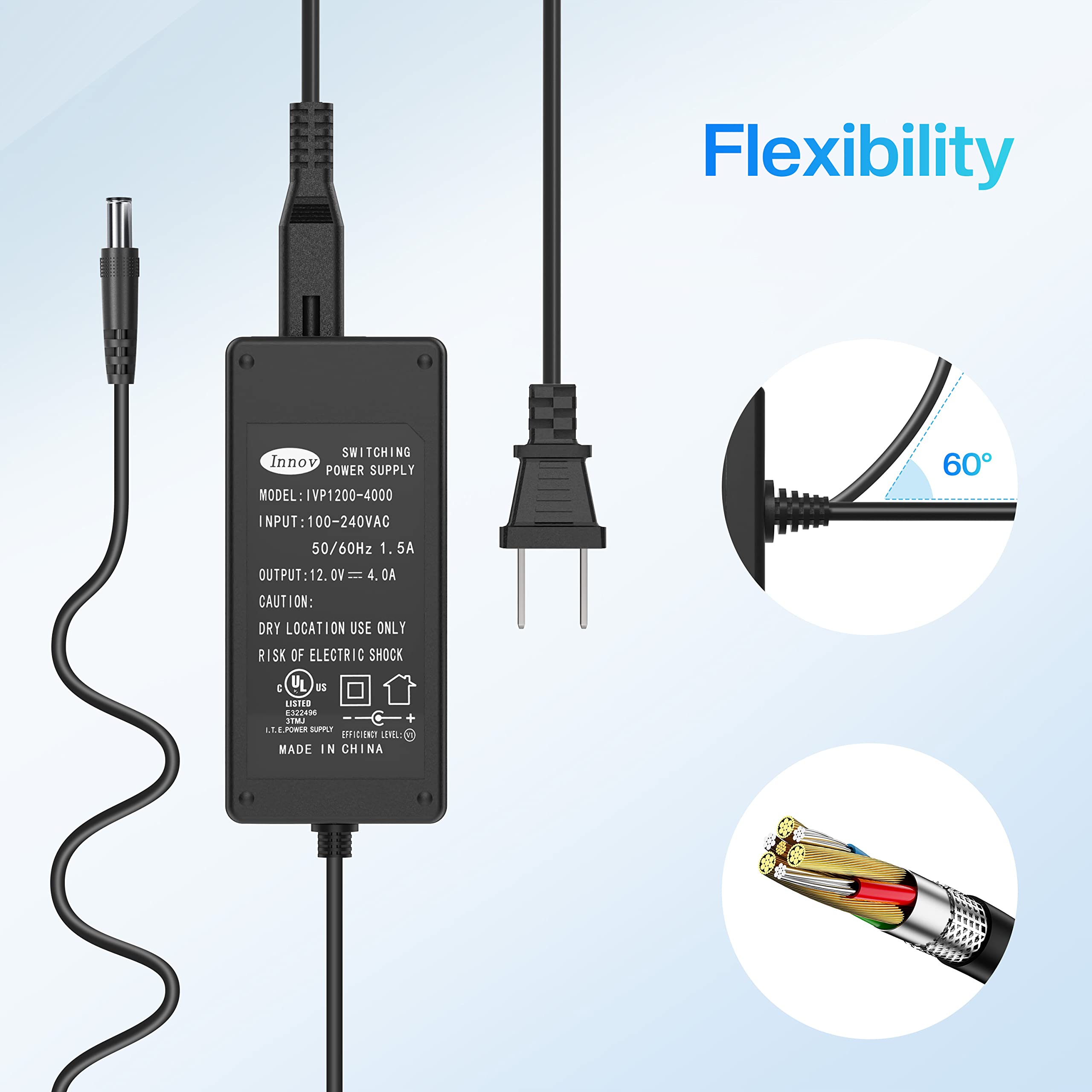 comfier-12v-4a-power-supply-adapter-replacement-charger-for-comfier-massagers-cf image 4