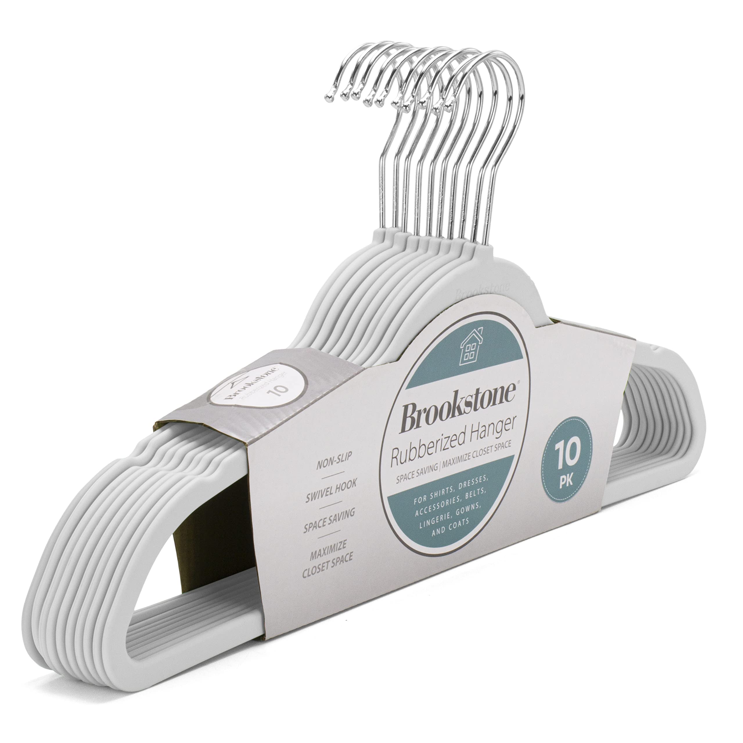 brookstone-10-pack-non-slip-rubber-coated-plastic-hangers-ultra-slim-heavy-duty- image 8