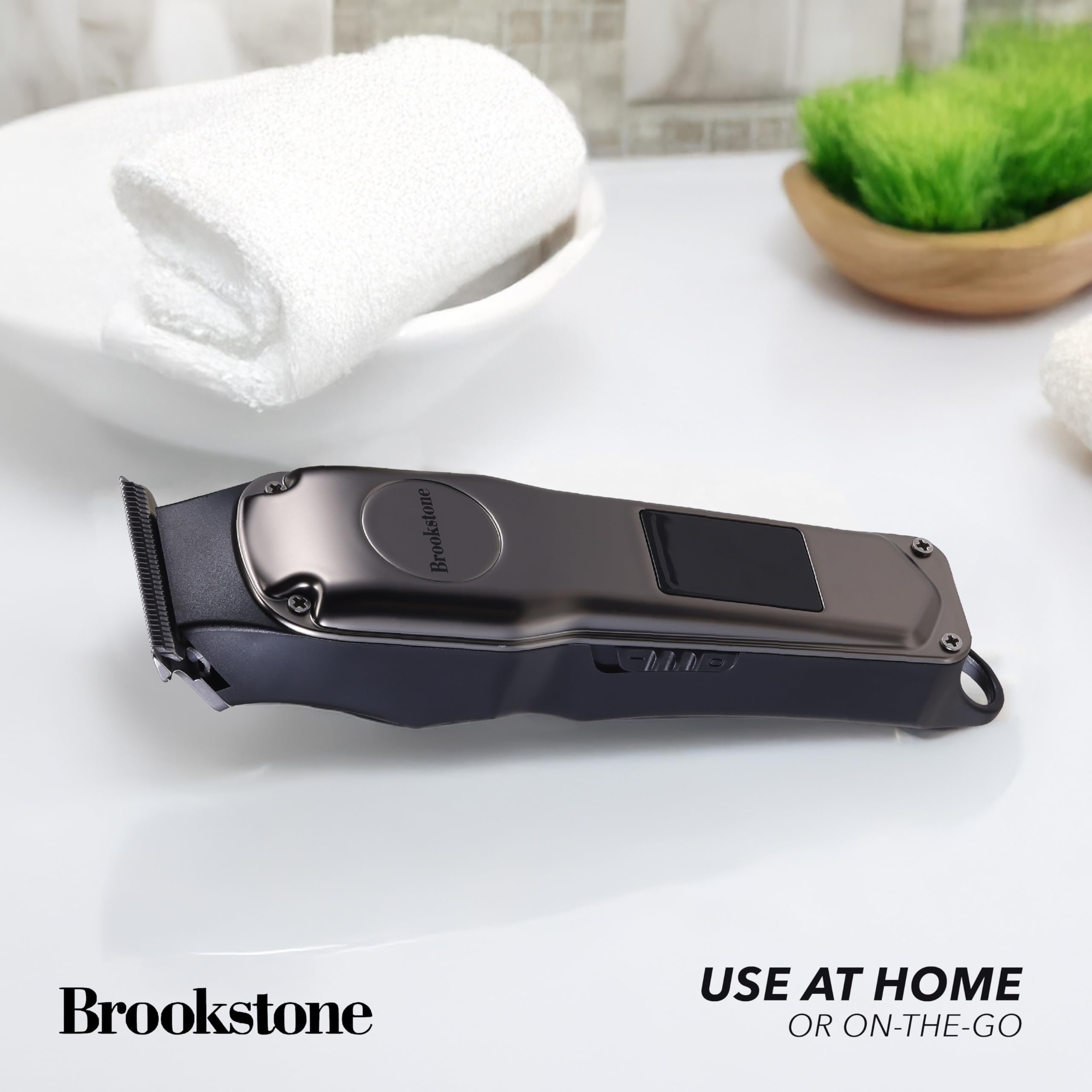 brookstone-metallic-cordless-t-blade-hair-clipper-precision-cutting-with-recharg image 4