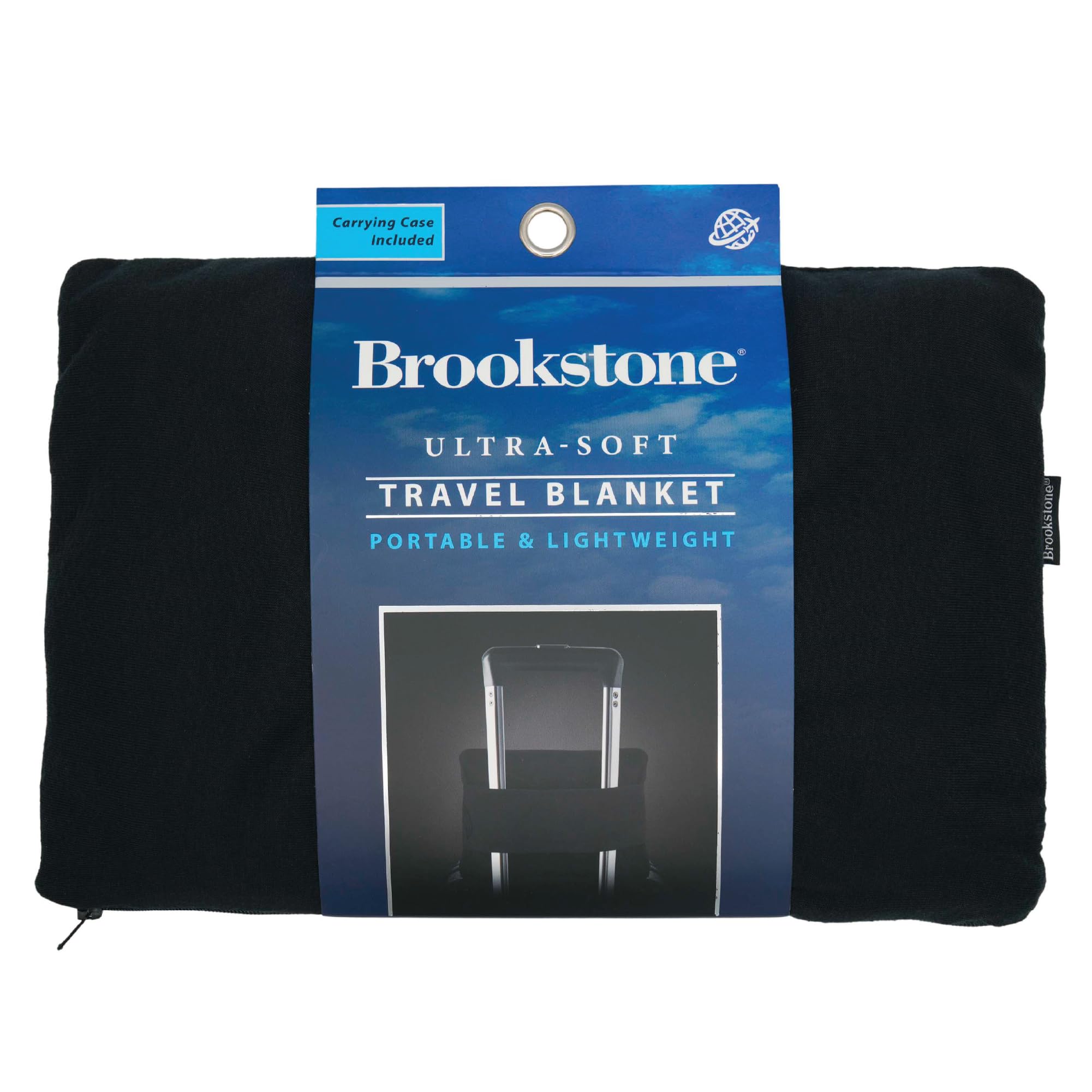 brookstone-travel-blanket-with-foot-pocket-super-soft-fleece-throw-lightweight-c image 1