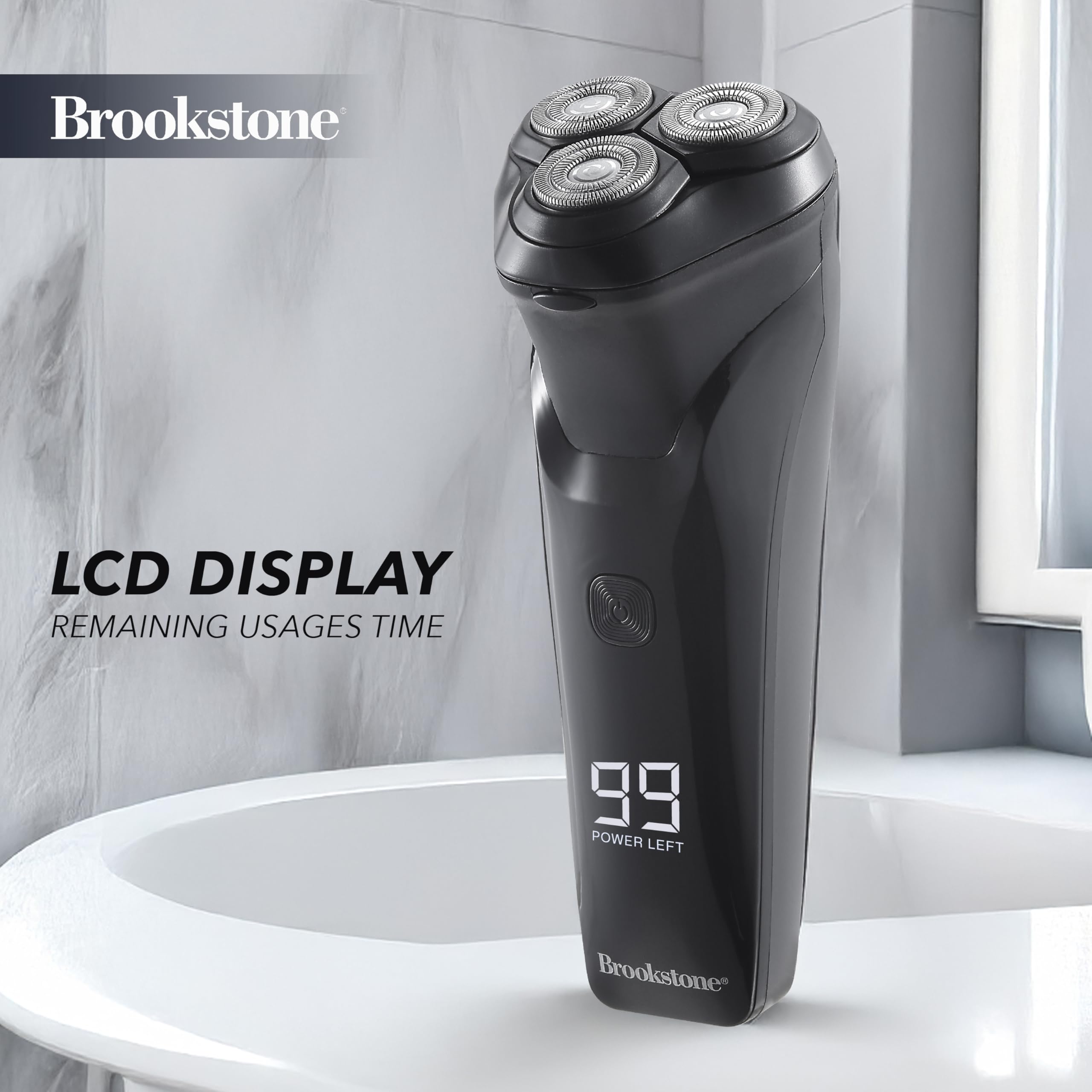 brookstone-3-head-flex-rotary-shaver-pivoting-heads-rechargeable-wet-dry-waterpr image 4