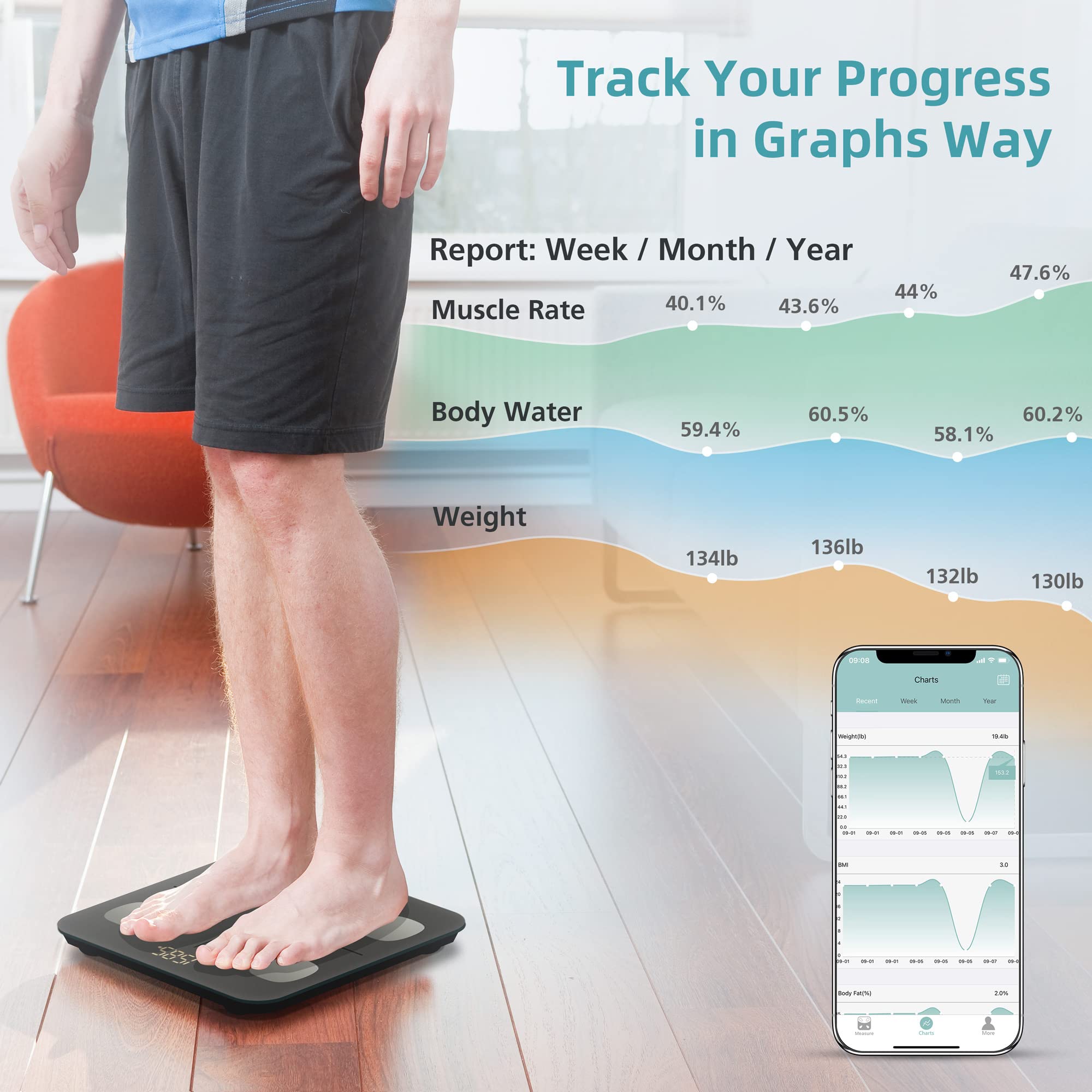 comfier-smart-body-fat-scale-accurate-digital-bathroom-scale-with-app-14-body-co image 4