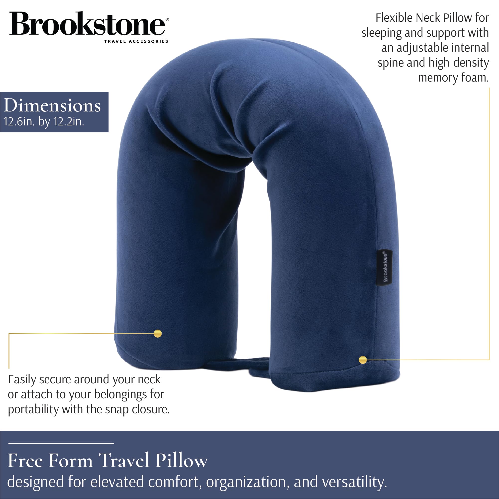 brookstone-free-form-travel-pillow-flexible-memory-foam-neck-pillow-with-adjusta image 2