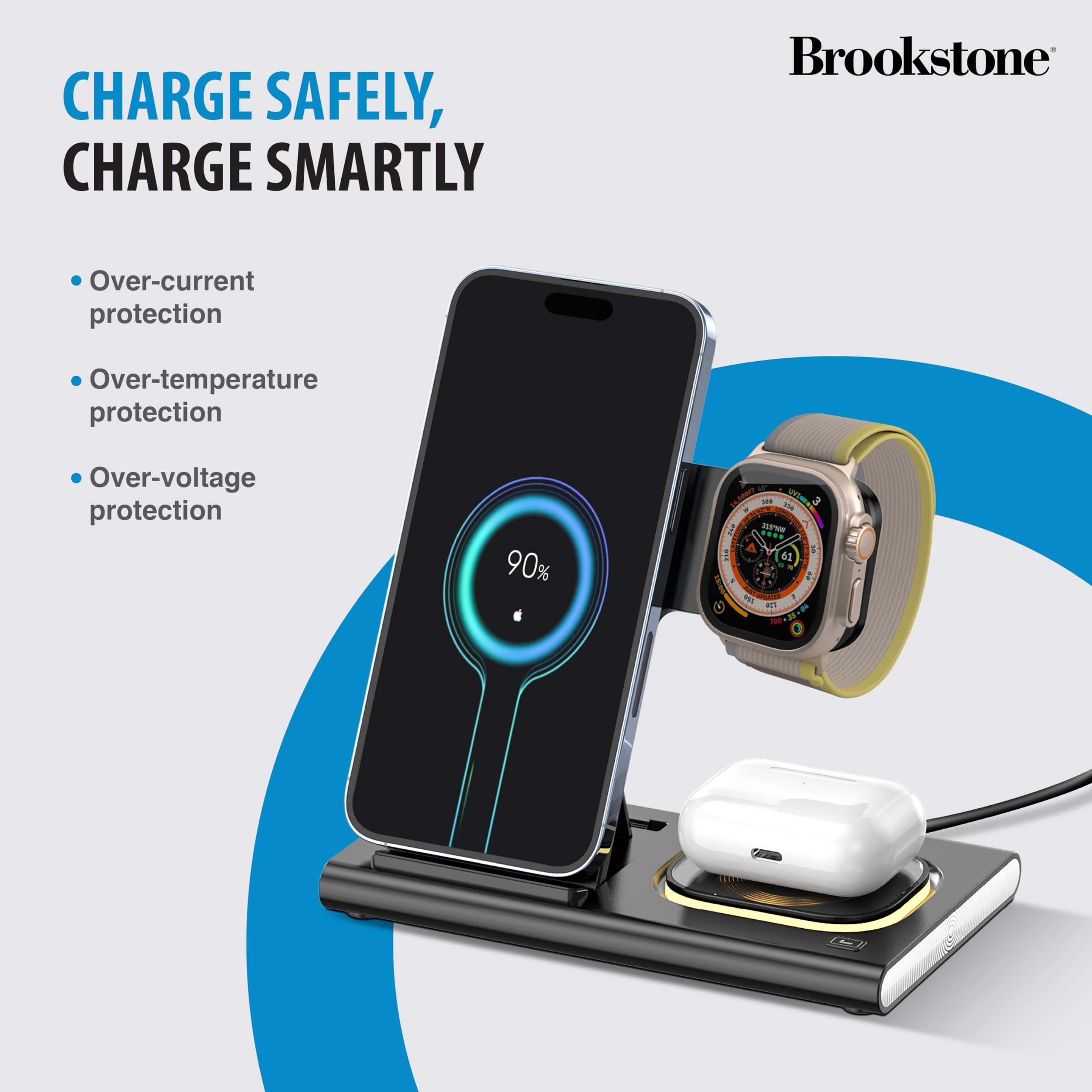 brookstone-3-in-1-wireless-charging-station-with-18w-wall-charger-and-usb-c-cabl image 6