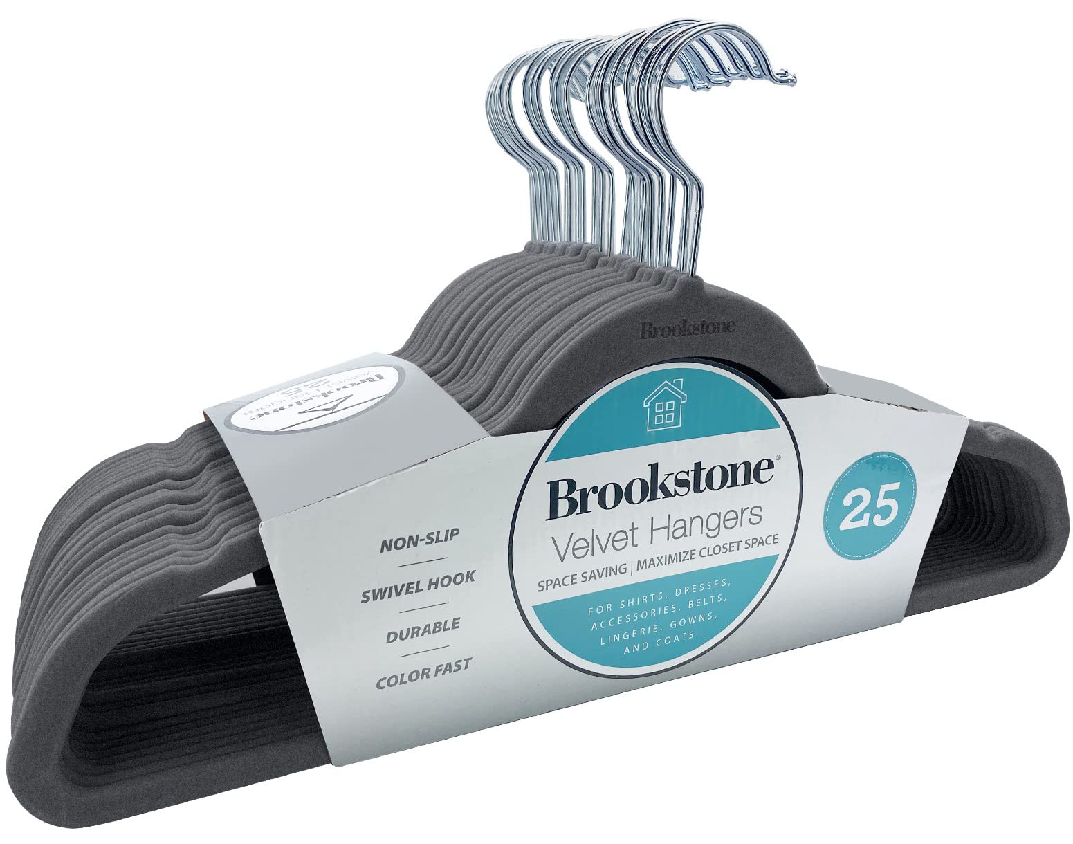 brookstone-velvet-hangers-25-pack-non-slip-360-swivel-hook-slim-durable-space-sa image 1