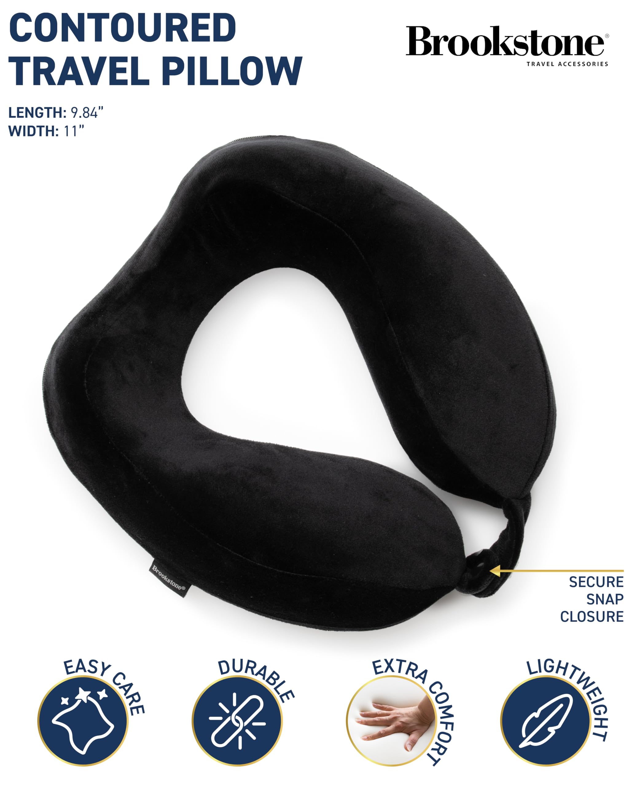 brookstone-contoured-memory-foam-neck-travel-pillow-lightweight-ergonomic-for-ai image 2