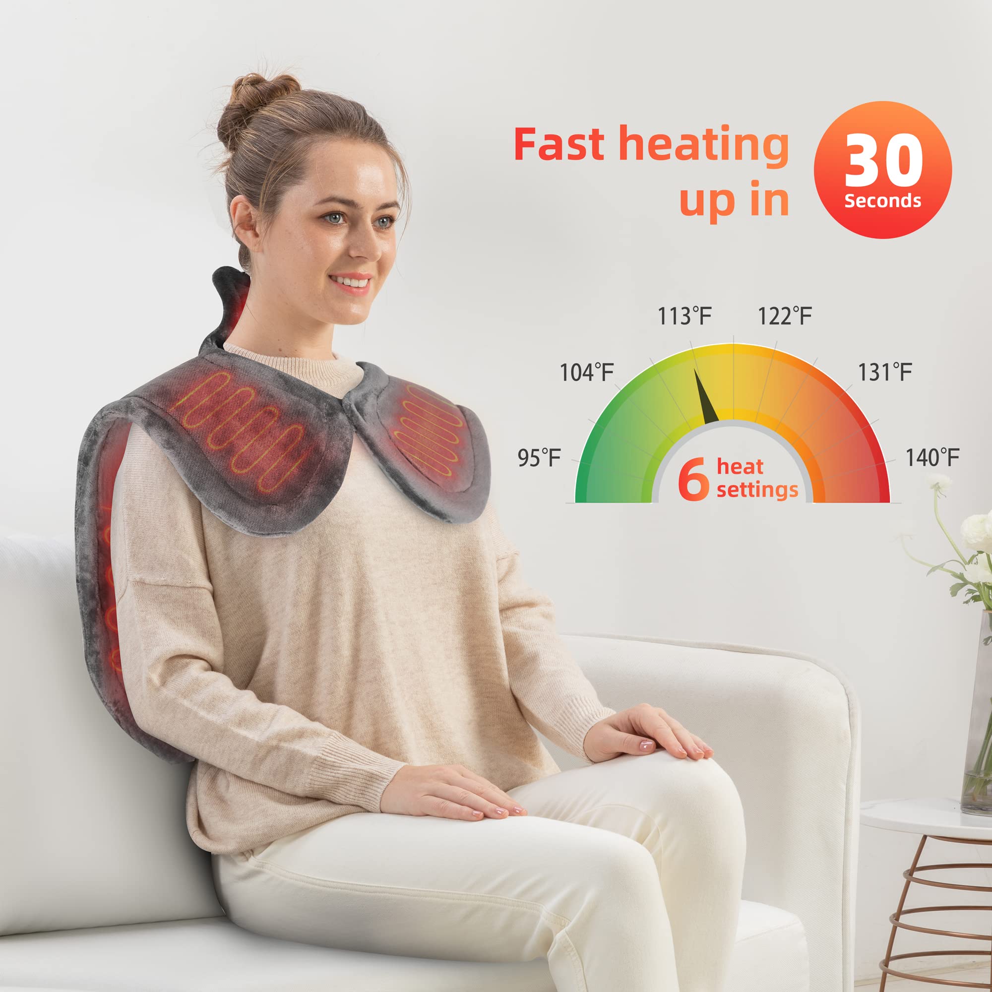 comfier-neck-and-shoulder-heating-pad-wearable-weighted-heat-wrap-with-6-heat-le image 2