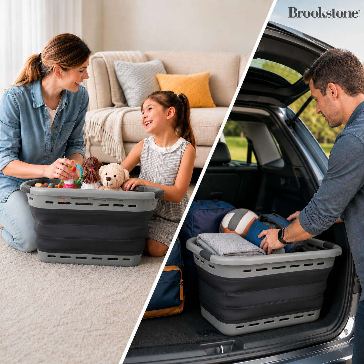 brookstone-11-gallon-xl-24-collapsible-laundry-basket-clothes-hamper-space-savin image 4