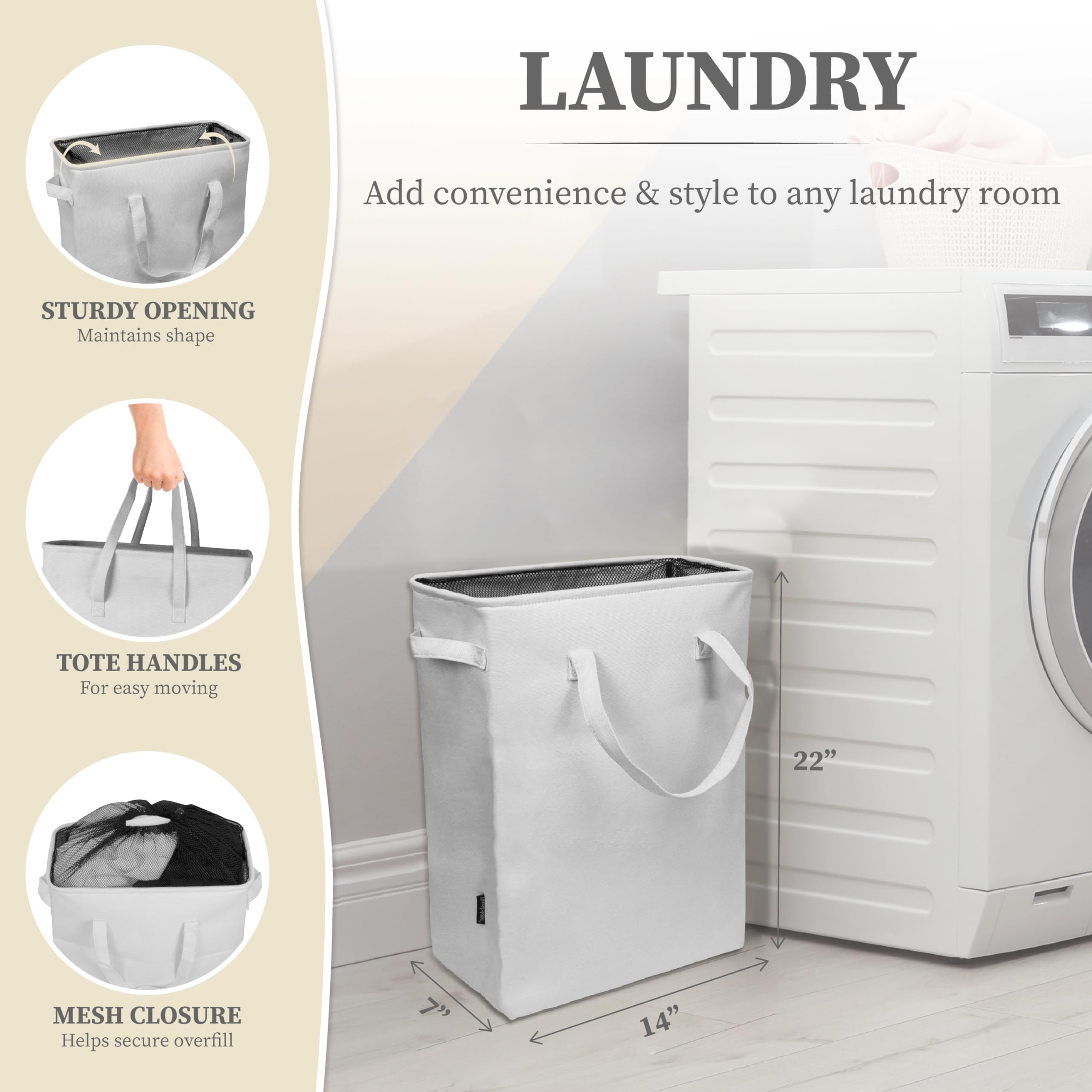 brookstone-slim-laundry-hamper-with-handles-foldable-travel-laundry-bag-for-dirt image 3