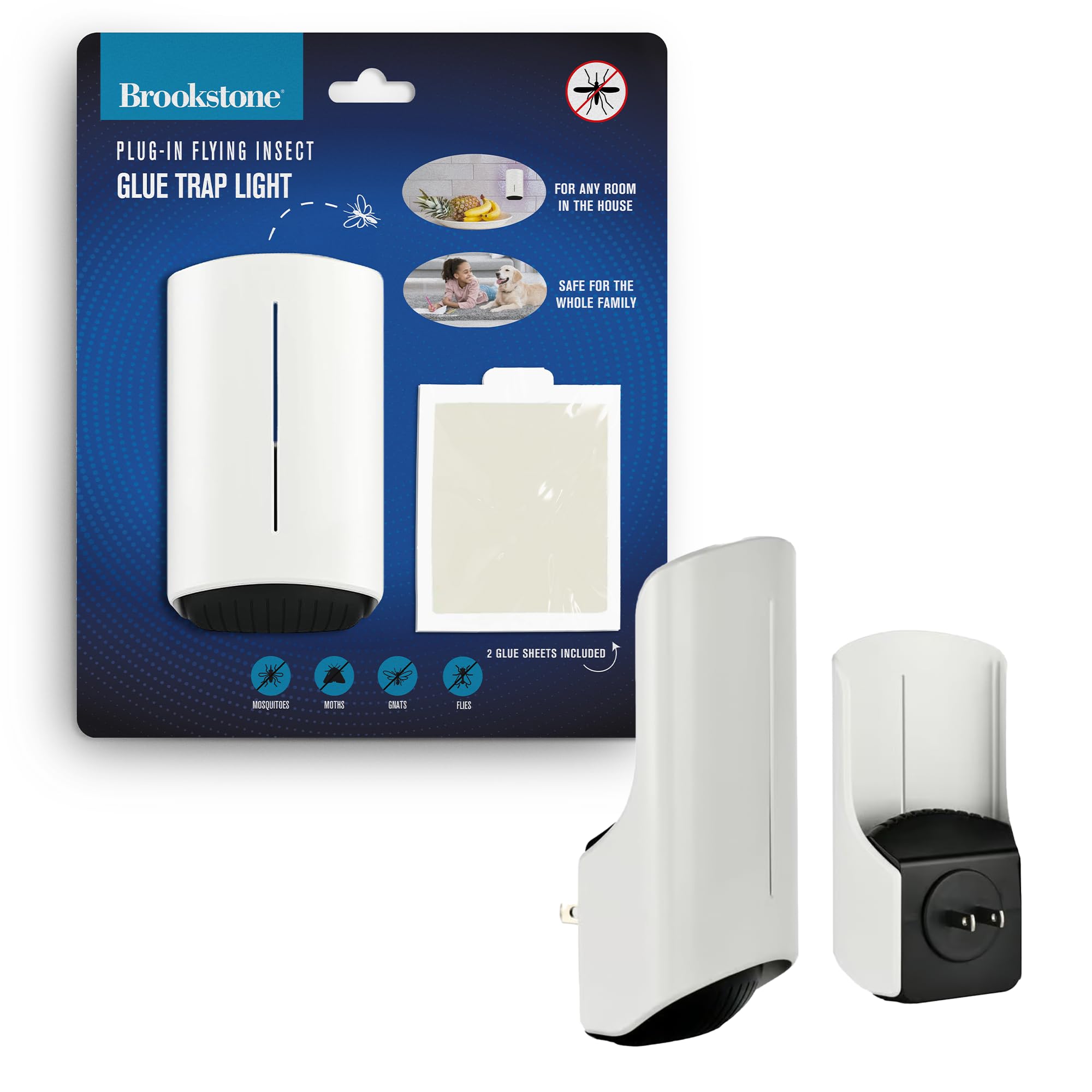 brookstone-plug-in-flying-insect-glue-trap-with-led-and-uv-attractant-and-dispos image 1