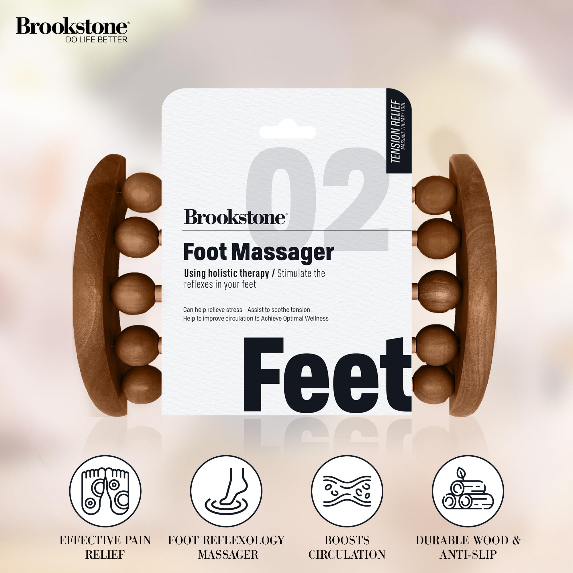 brookstone-wood-foot-massager-wooden-massage-roller-for-reflexology-stress-relie image 2