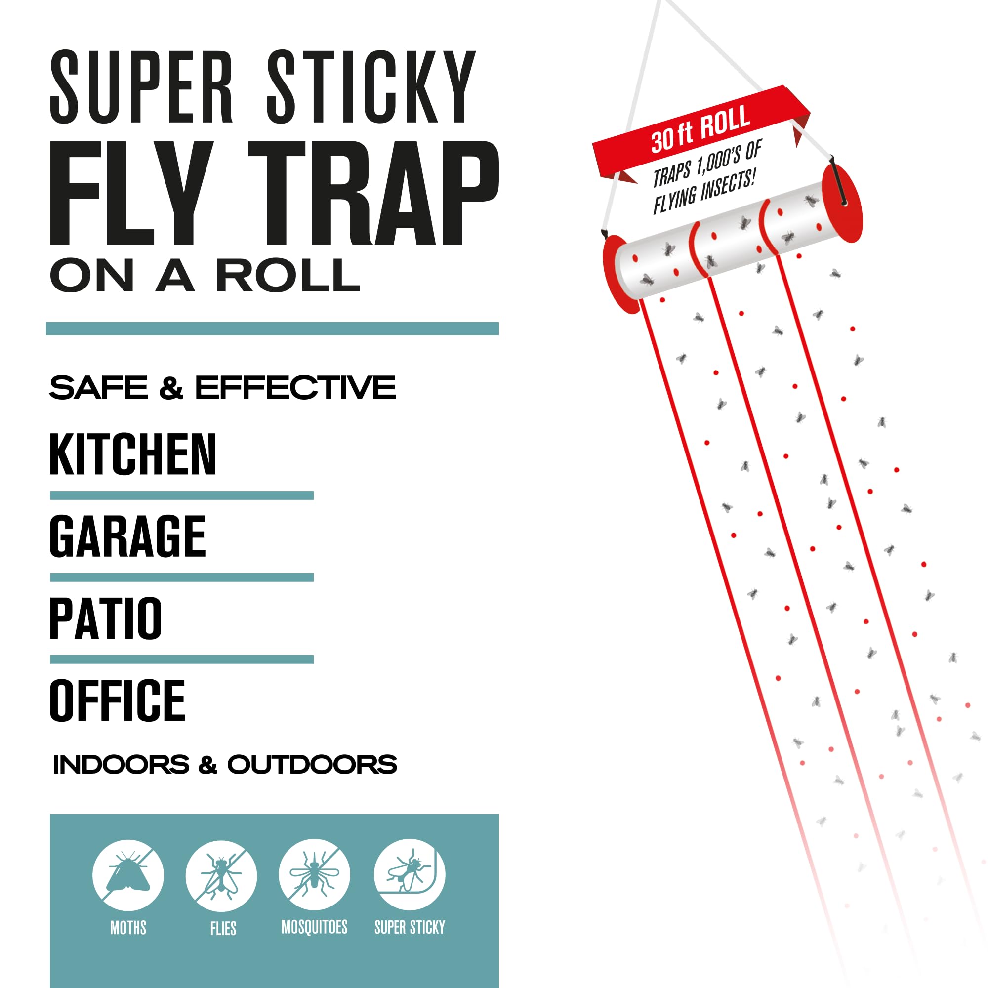 brookstone-super-sticky-fly-trap-on-a-roll-30-feet-of-long-lasting-adhesive-chem image 5