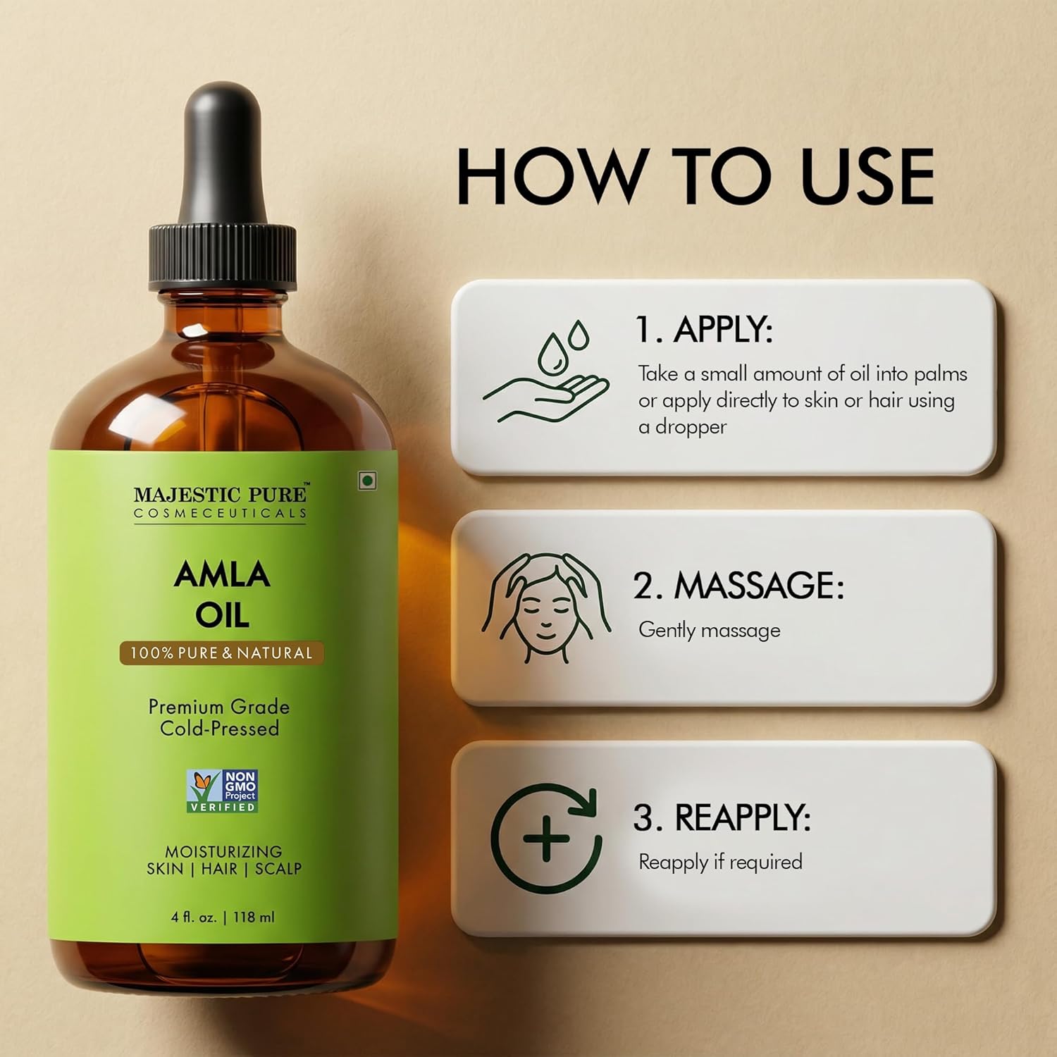 majestic-pure-amla-oil-4-oz-118-ml-cold-pressed-carrier-oil-with-dropper-for-hai image 7