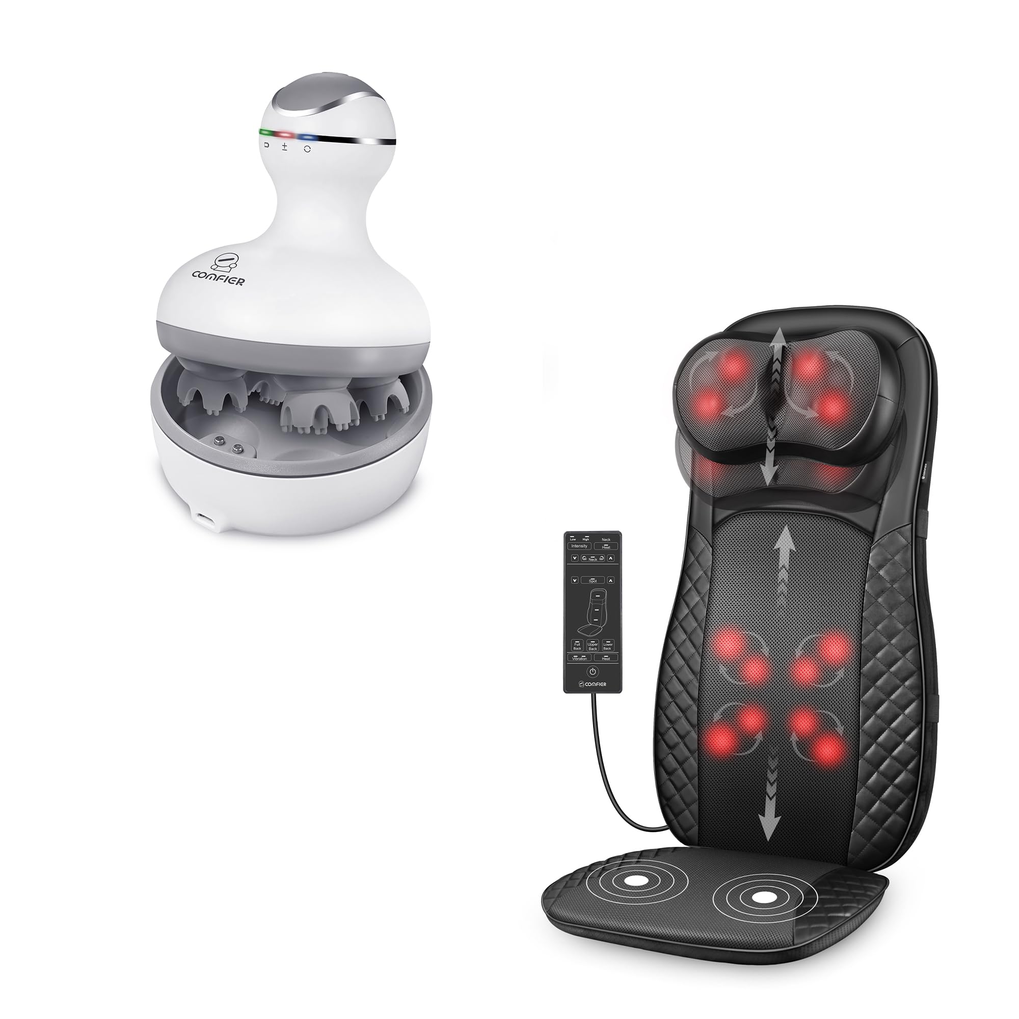 comfier-shiatsu-neck-back-massager-with-heat-and-head-massager-bundle-full-body- image 1