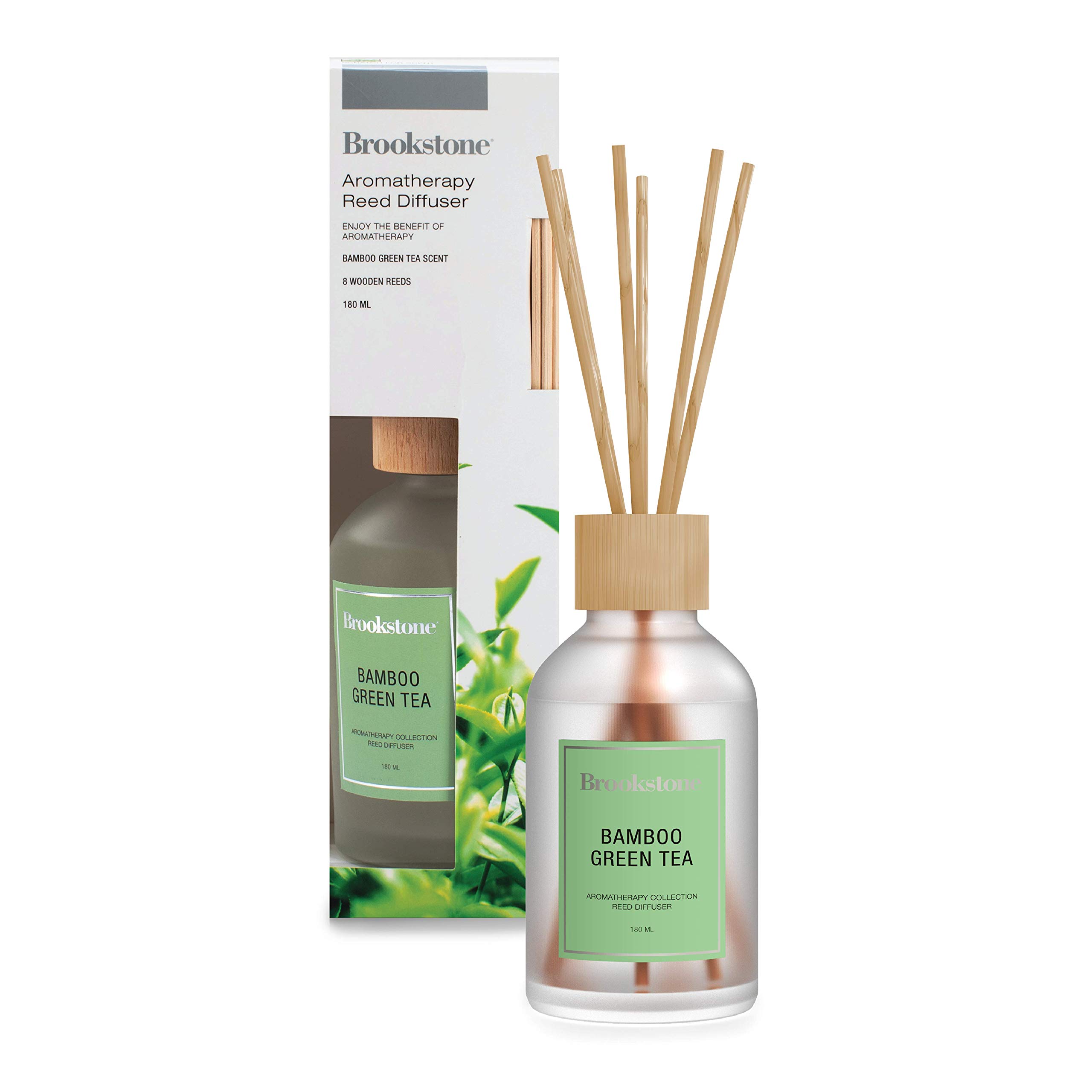 brookstone-essential-oils-reed-diffuser-set-180-ml-bamboo-green-tea-fragrance-8- image 2