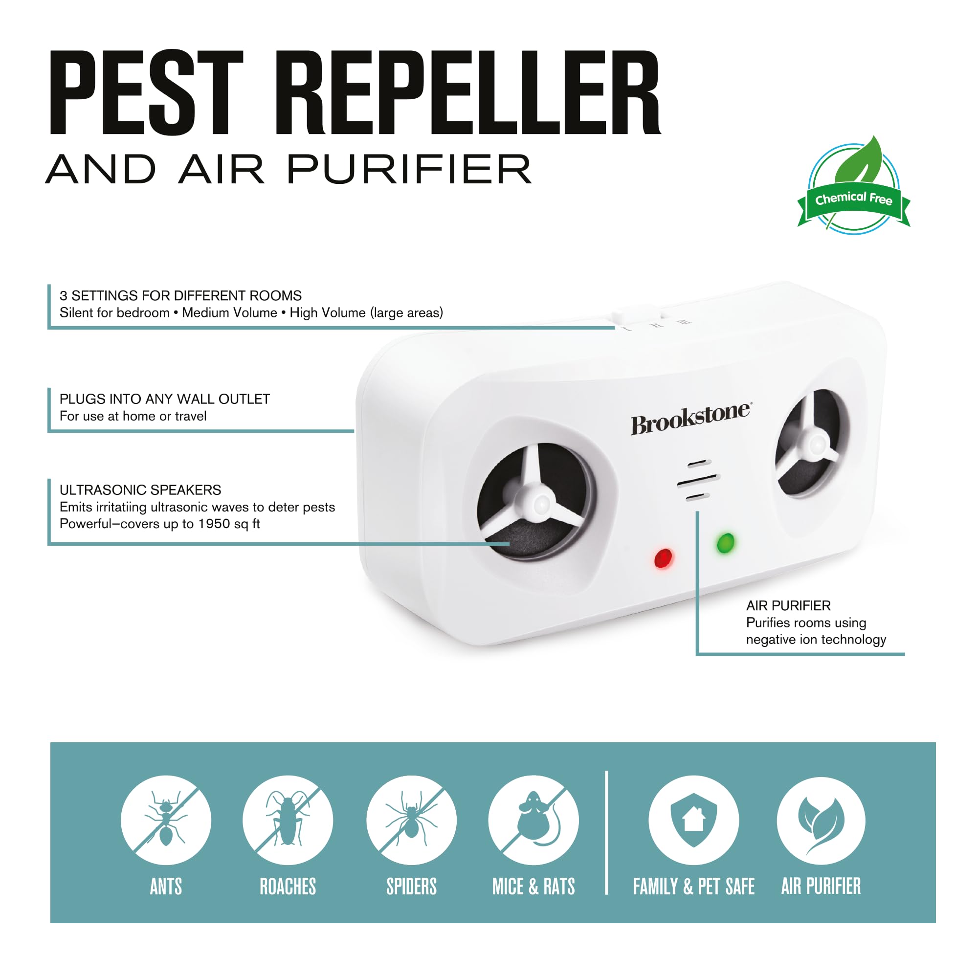 brookstone-ultrasonic-pest-repeller-and-air-purifier-dual-function-device-for-a- image 5