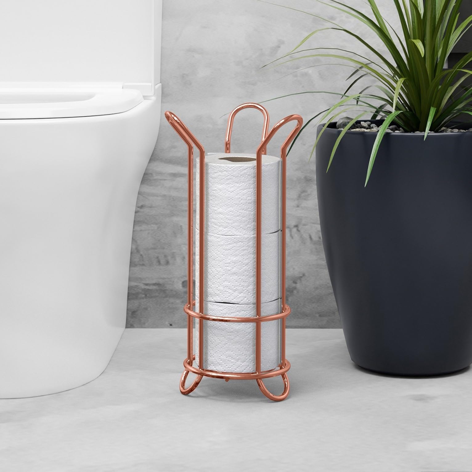 brookstone-rose-gold-freestanding-toilet-paper-holder-holds-3-xl-mega-rolls-no-a image 2