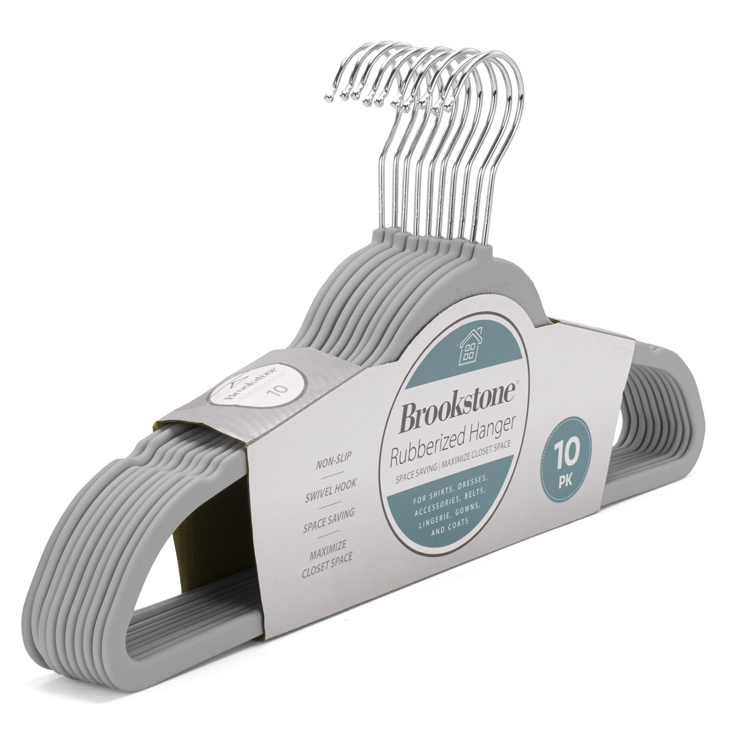 brookstone-10-pack-non-slip-rubber-coated-plastic-hangers-ultra-slim-heavy-duty- image 7