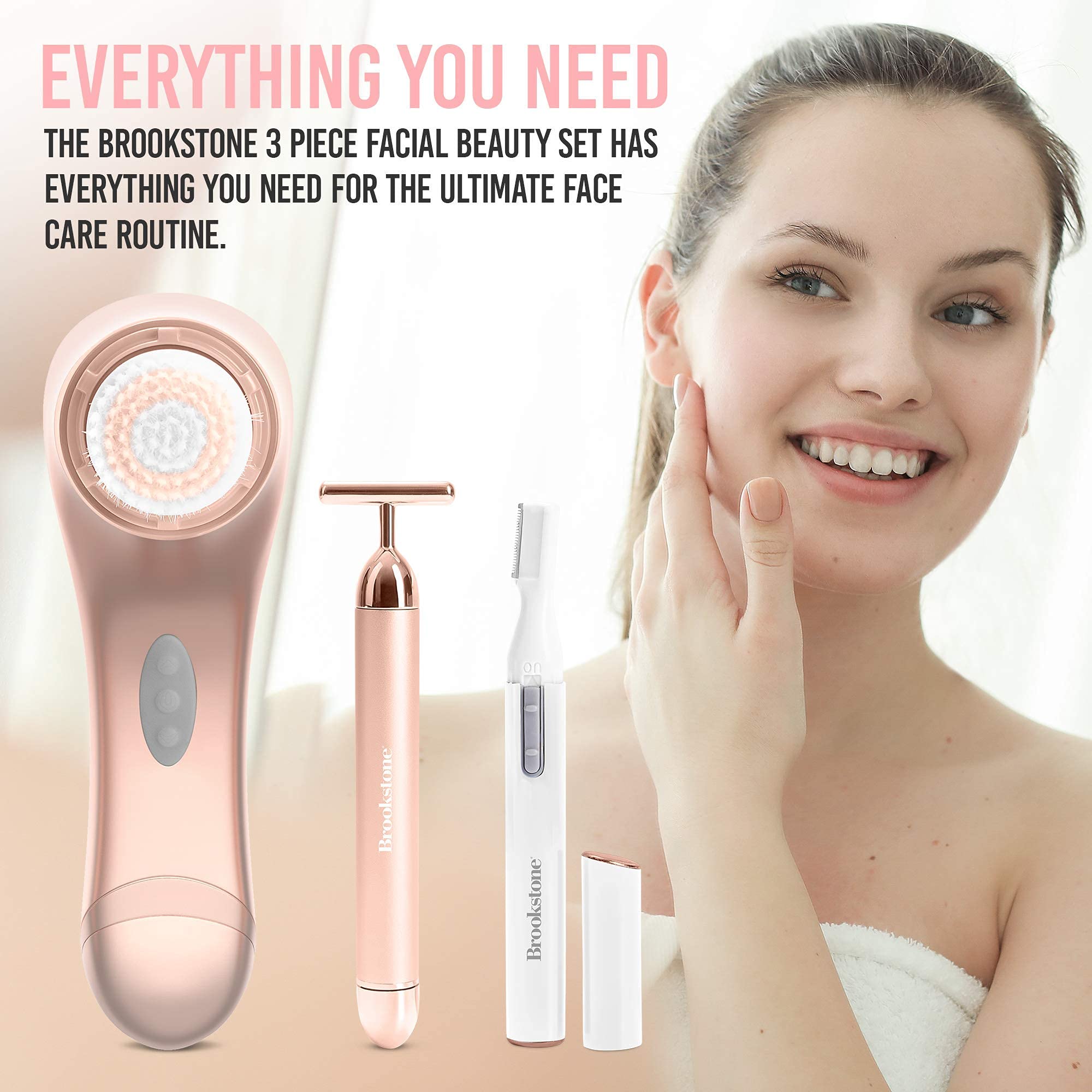 brookstone-3-in-1-rose-gold-facial-skin-care-set-with-cleansing-brush-t-bar-mass image 8