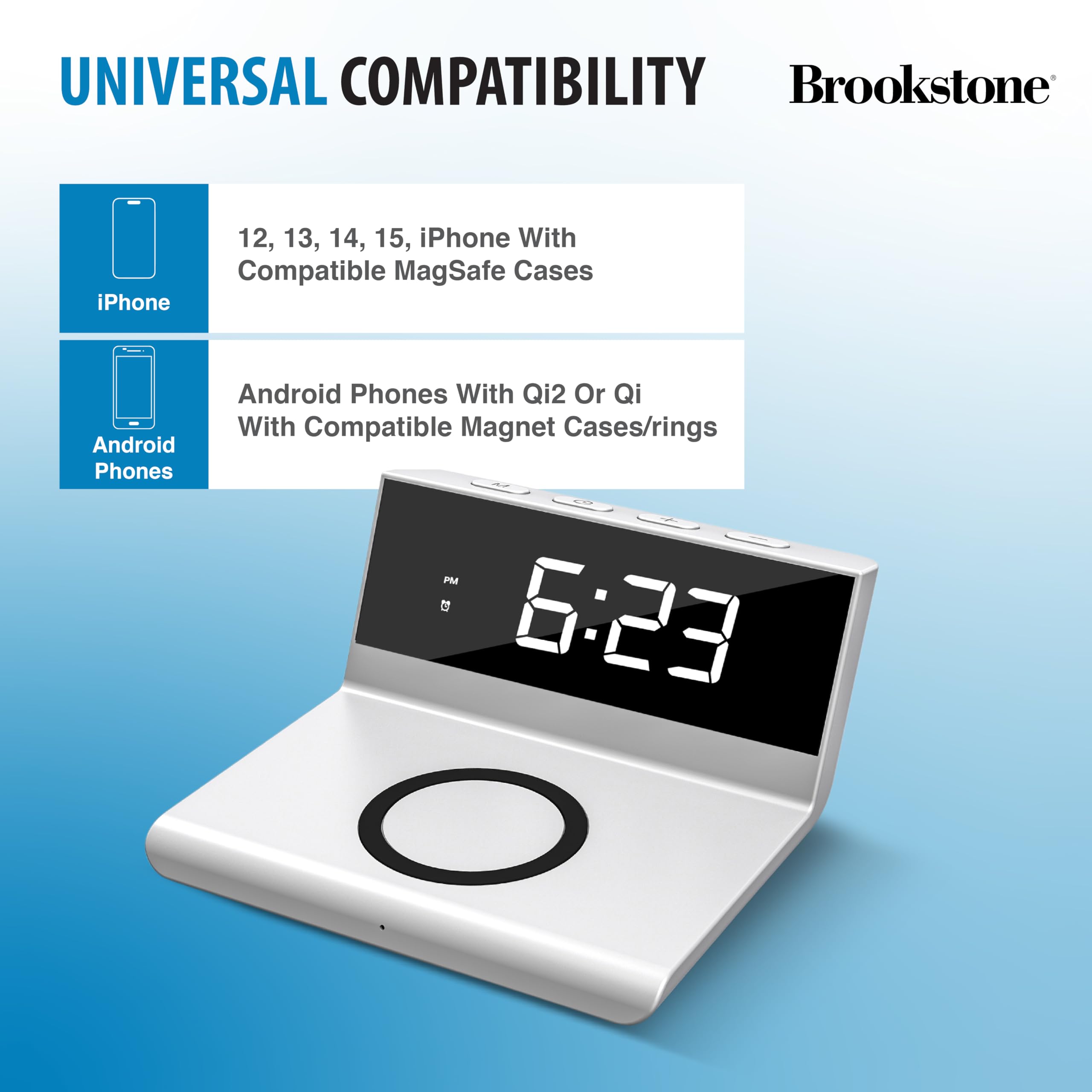 brookstone-desk-led-alarm-clock-with-15w-wireless-charger-compatible-with-iphone image 4