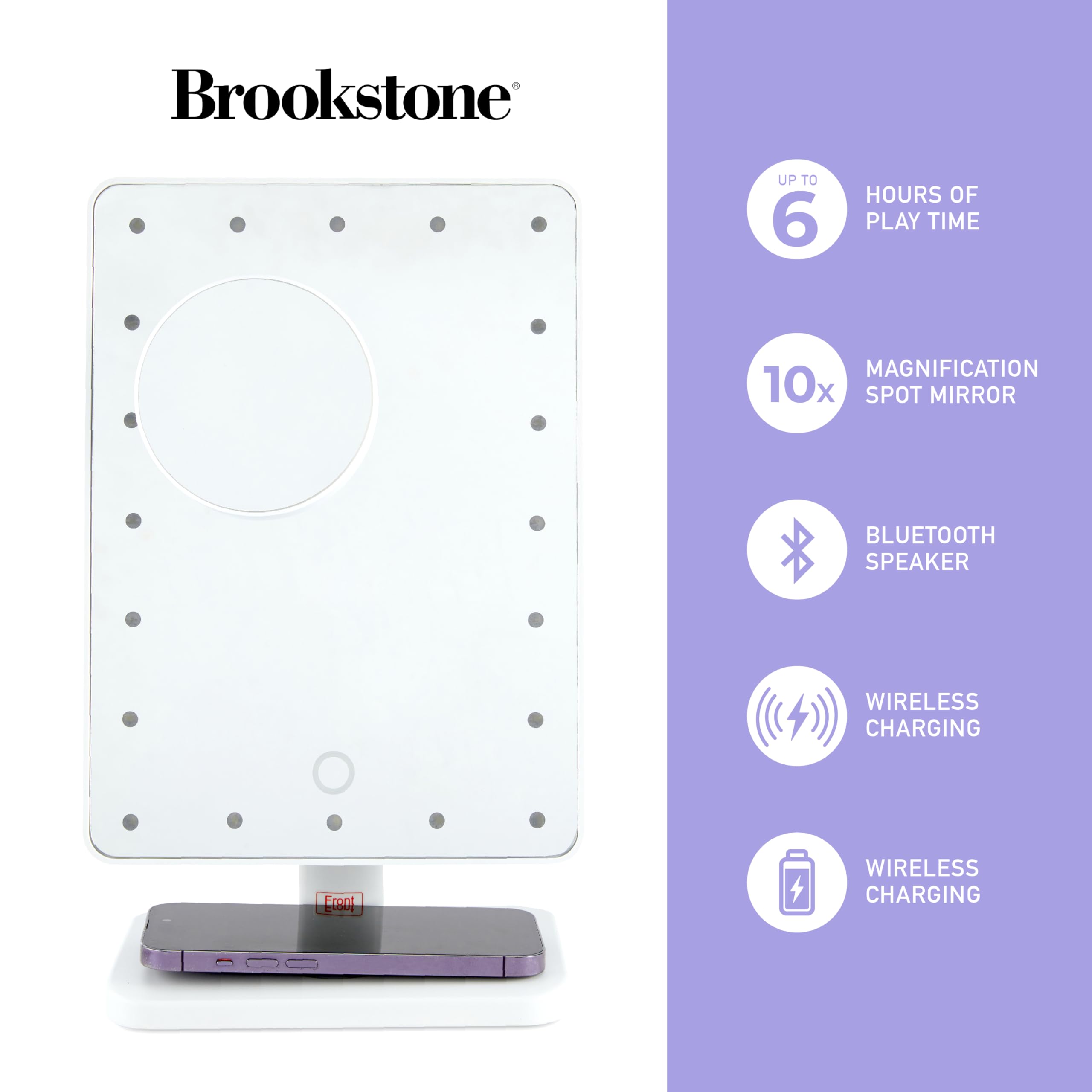 brookstone-light-up-vanity-mirror-with-bluetooth-speaker-and-makeup-organizer-ad image 2