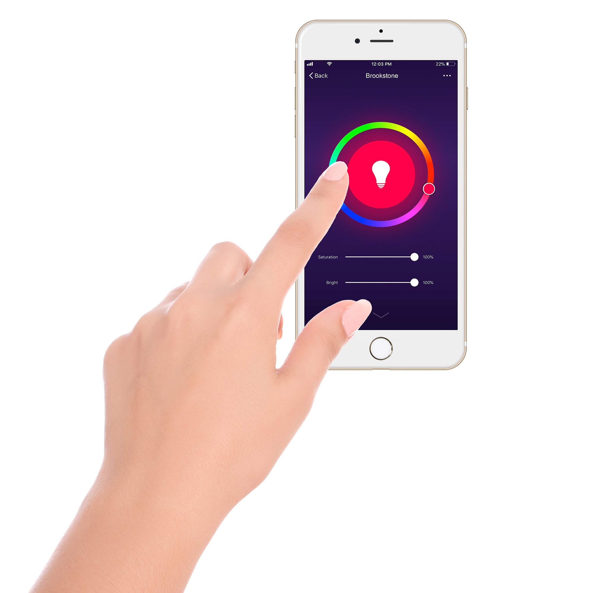 brookstone-smart-color-and-white-bulb-wi-fi-enabled-color-changing-light-bulb image 2