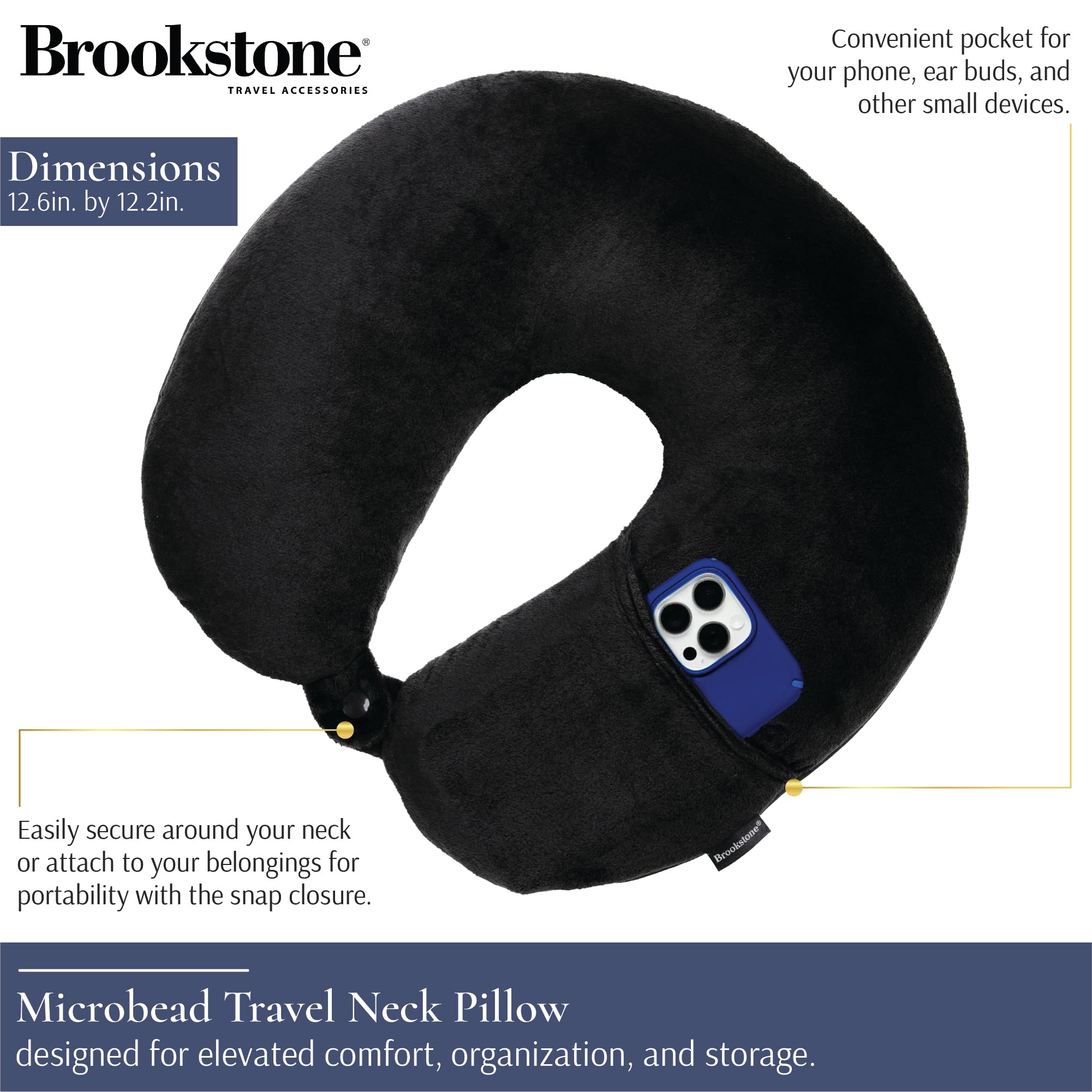 brookstone-microbead-neck-pillow-super-soft-cozy-lightweight-travel-pillow-with- image 2