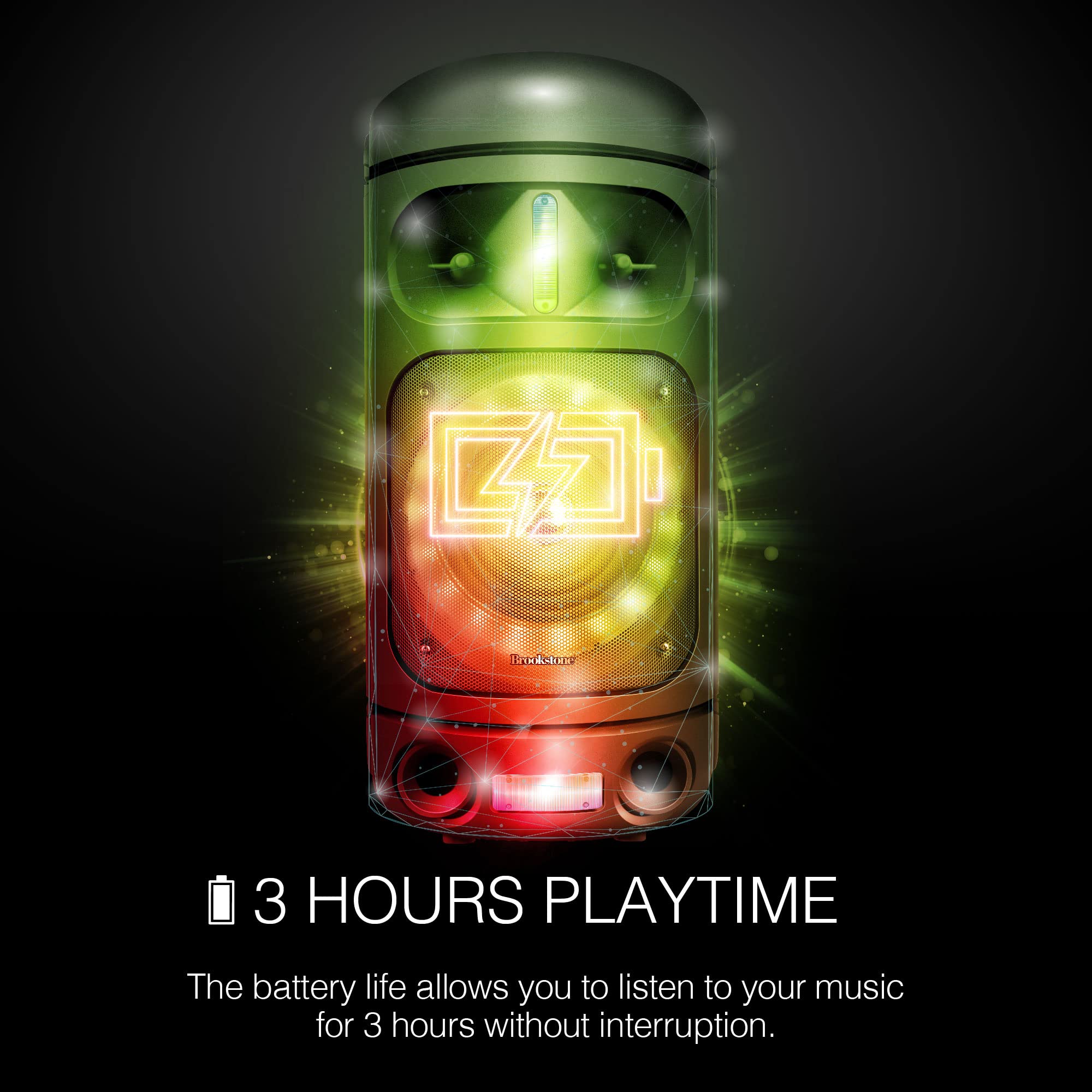 brookstone-rumble-tower-portable-bluetooth-speaker-with-led-light-show-3-light-m image 4