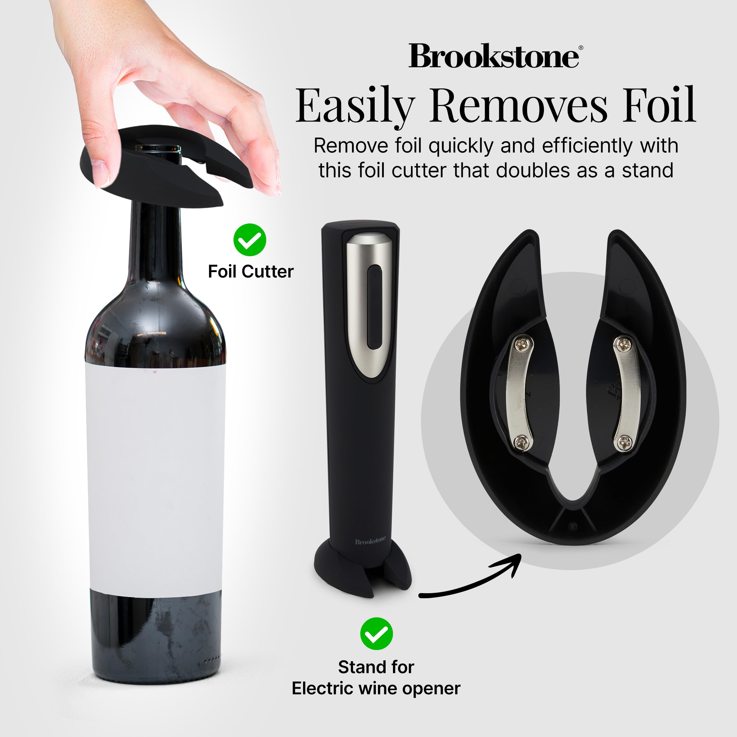 brookstone-electric-wine-opener-with-foil-cutter-and-stand-battery-operated-auto image 2
