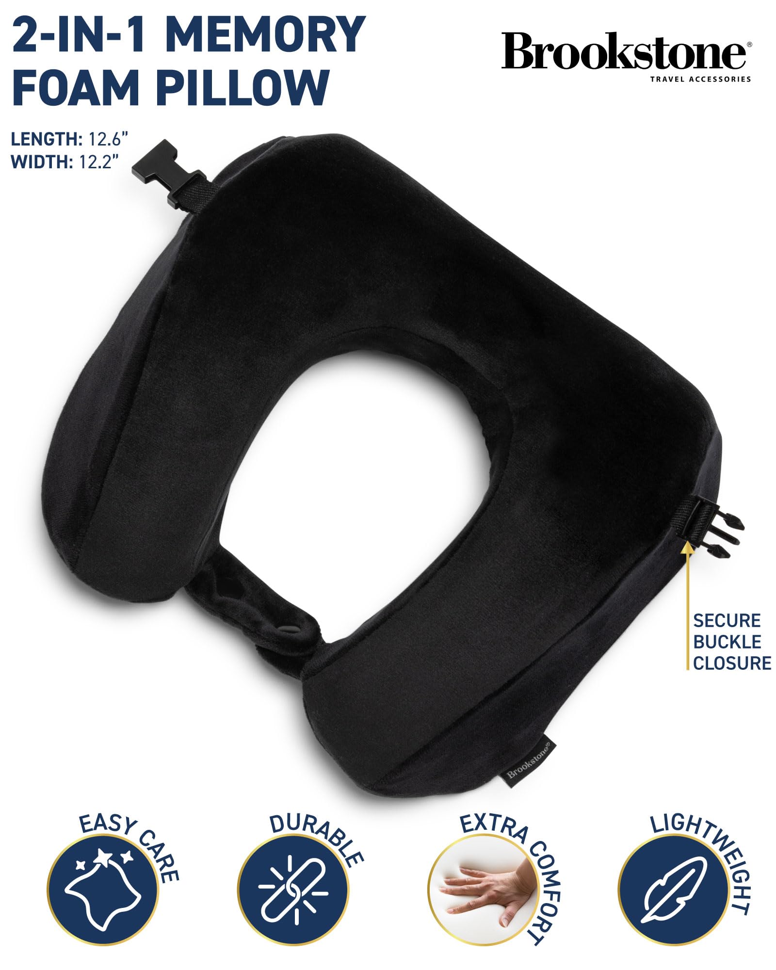 brookstone-2-in-1-memory-foam-travel-pillow-u-shaped-neck-support-for-plane-trai image 2