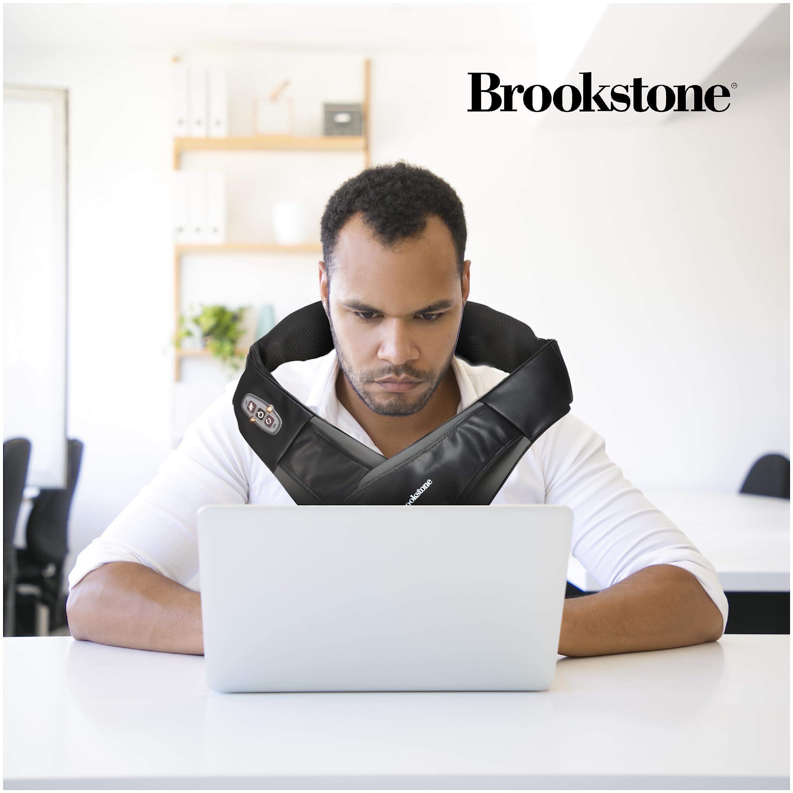 brookstone-shiatsu-neck-massager-with-heat-deep-kneading-adjustable-speed-portab image 7