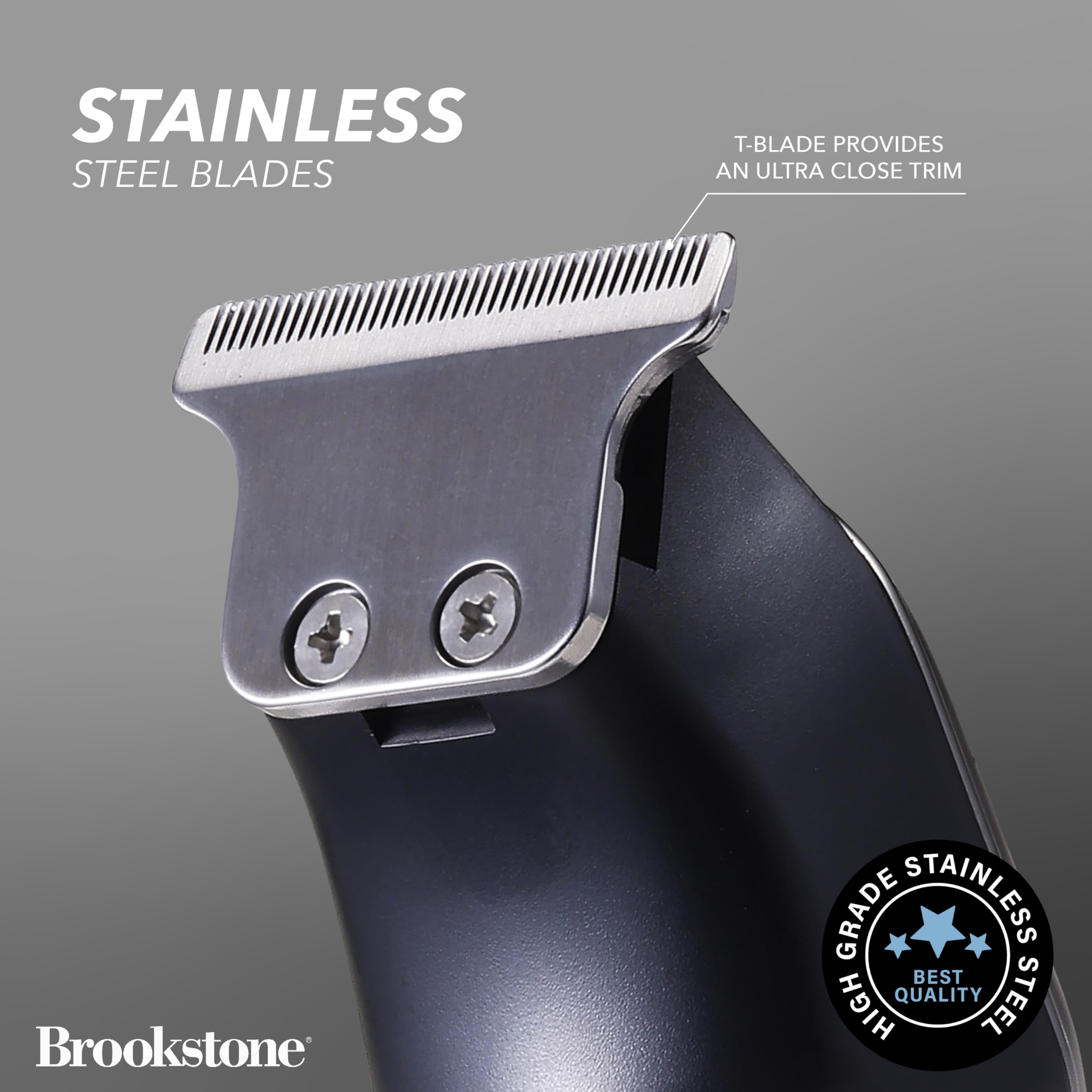 brookstone-metallic-cordless-t-blade-hair-clipper-precision-cutting-with-recharg image 3
