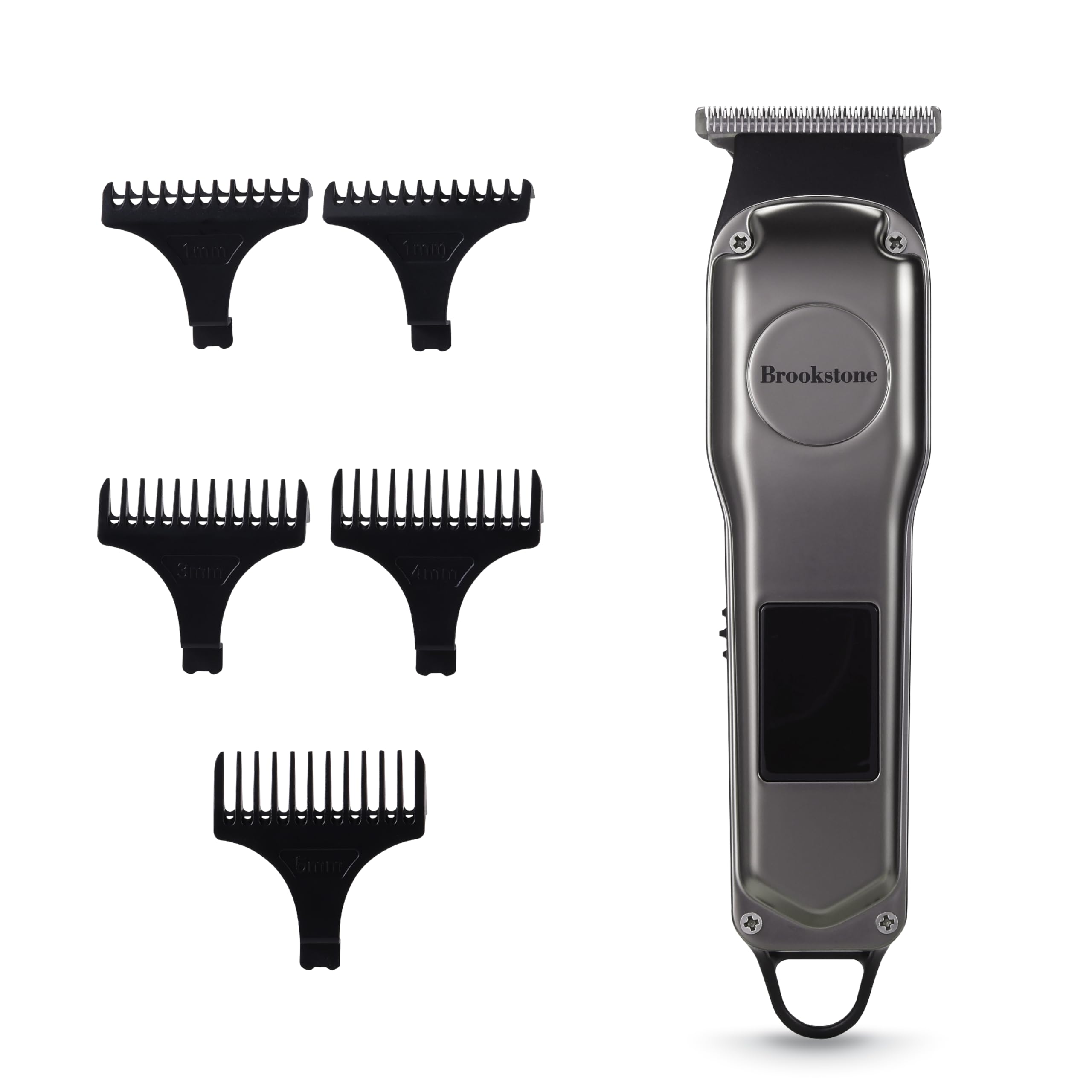 brookstone-metallic-cordless-t-blade-hair-clipper-precision-cutting-with-recharg image 1
