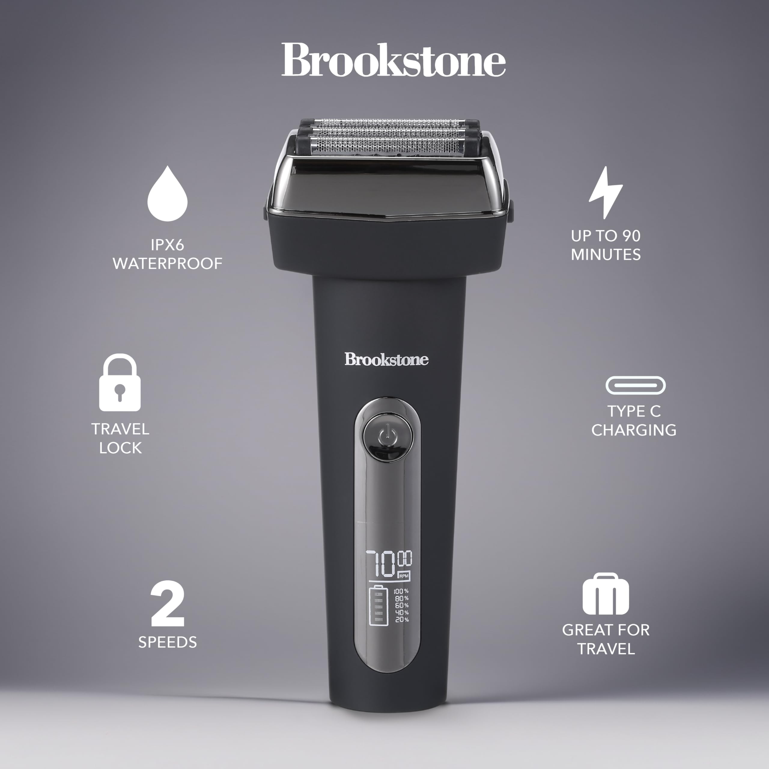 brookstone-foil-shaver-rechargeable-electric-razor-compact-and-travel-friendly-i image 2