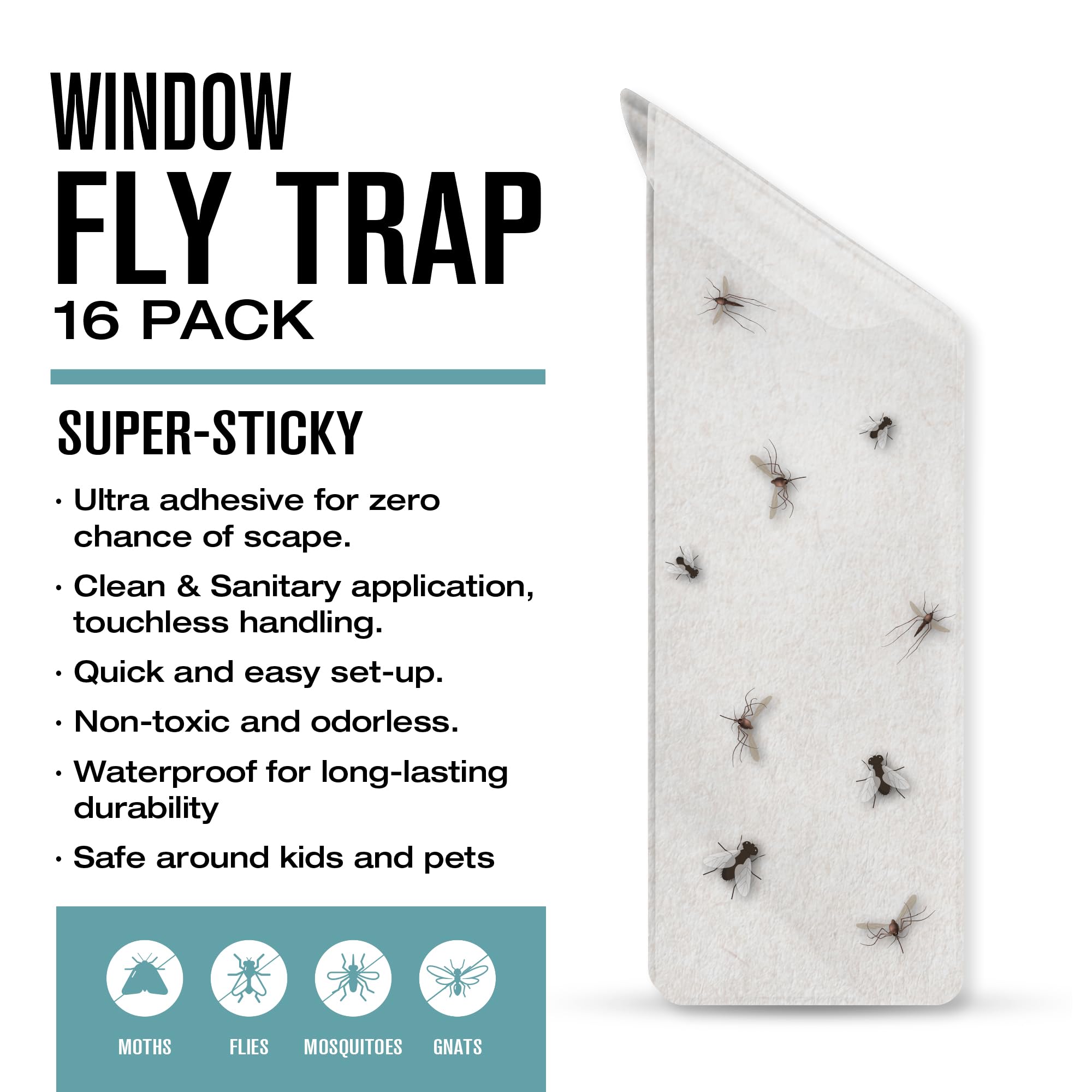 brookstone-window-insect-trap-stickers-16-pack-transparent-adhesive-fly-catchers image 6