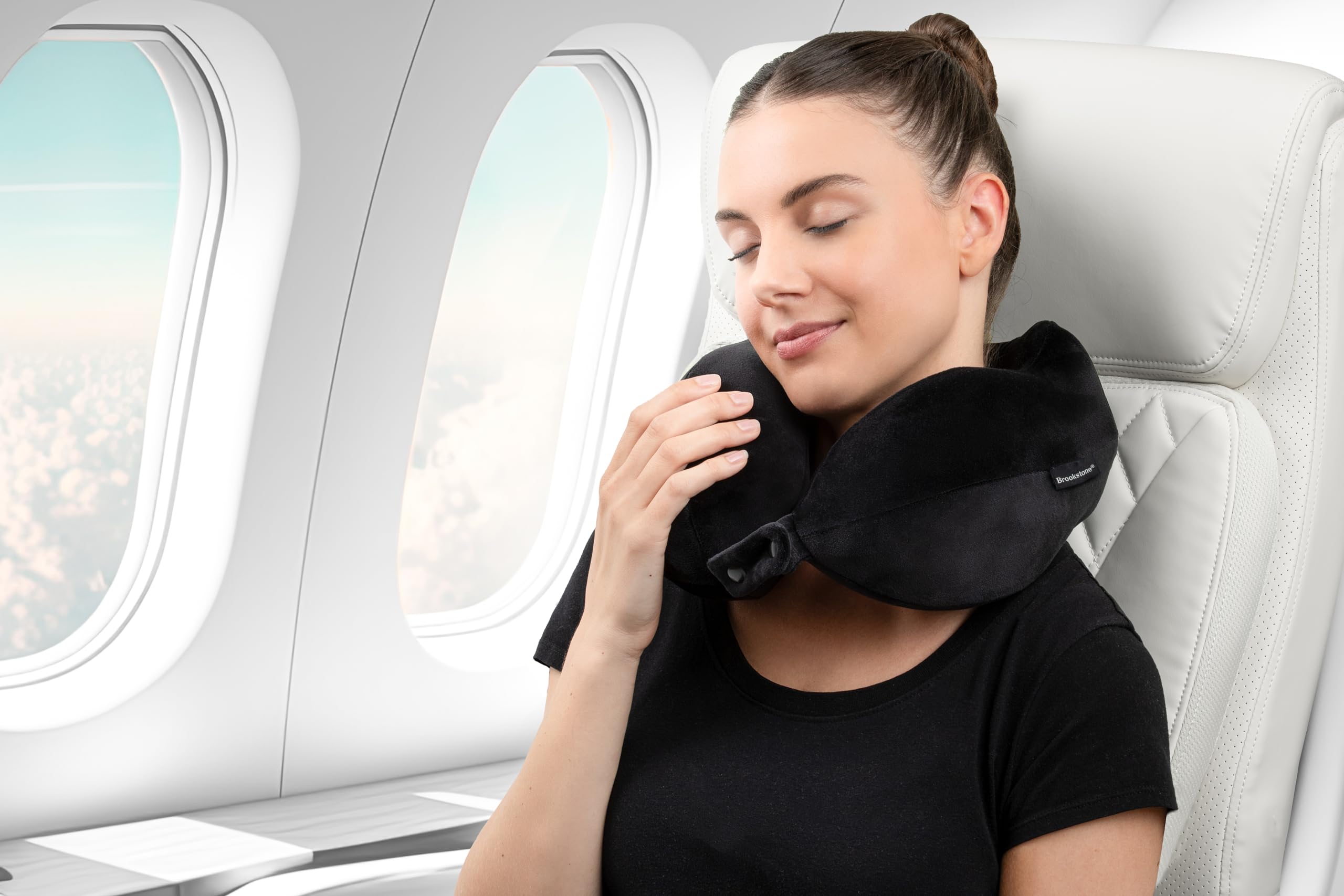 brookstone-contoured-memory-foam-neck-travel-pillow-lightweight-ergonomic-for-ai image 5