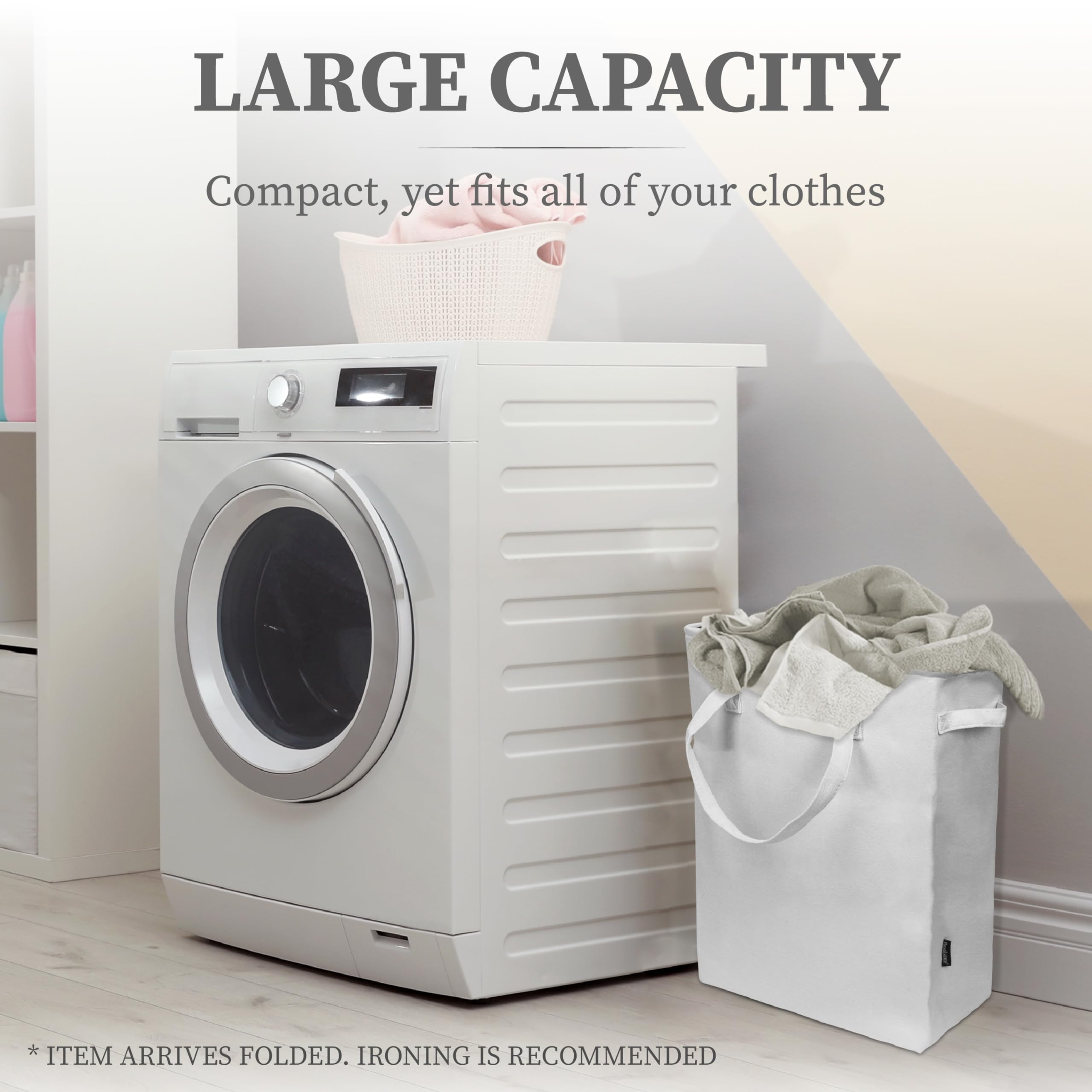 brookstone-slim-laundry-hamper-with-handles-foldable-travel-laundry-bag-for-dirt image 2